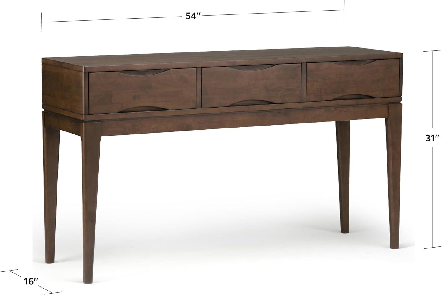Simpli Home Harper 54"W Solid Hardwood Mid-Century Modern Storage Console Table with Drawers and Tapered Legs