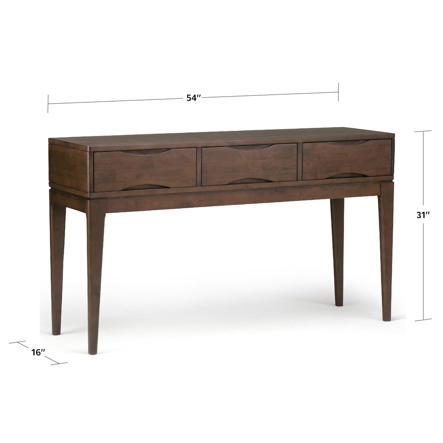 Simpli Home Harper 54"W Solid Hardwood Mid-Century Modern Storage Console Table with Drawers and Tapered Legs