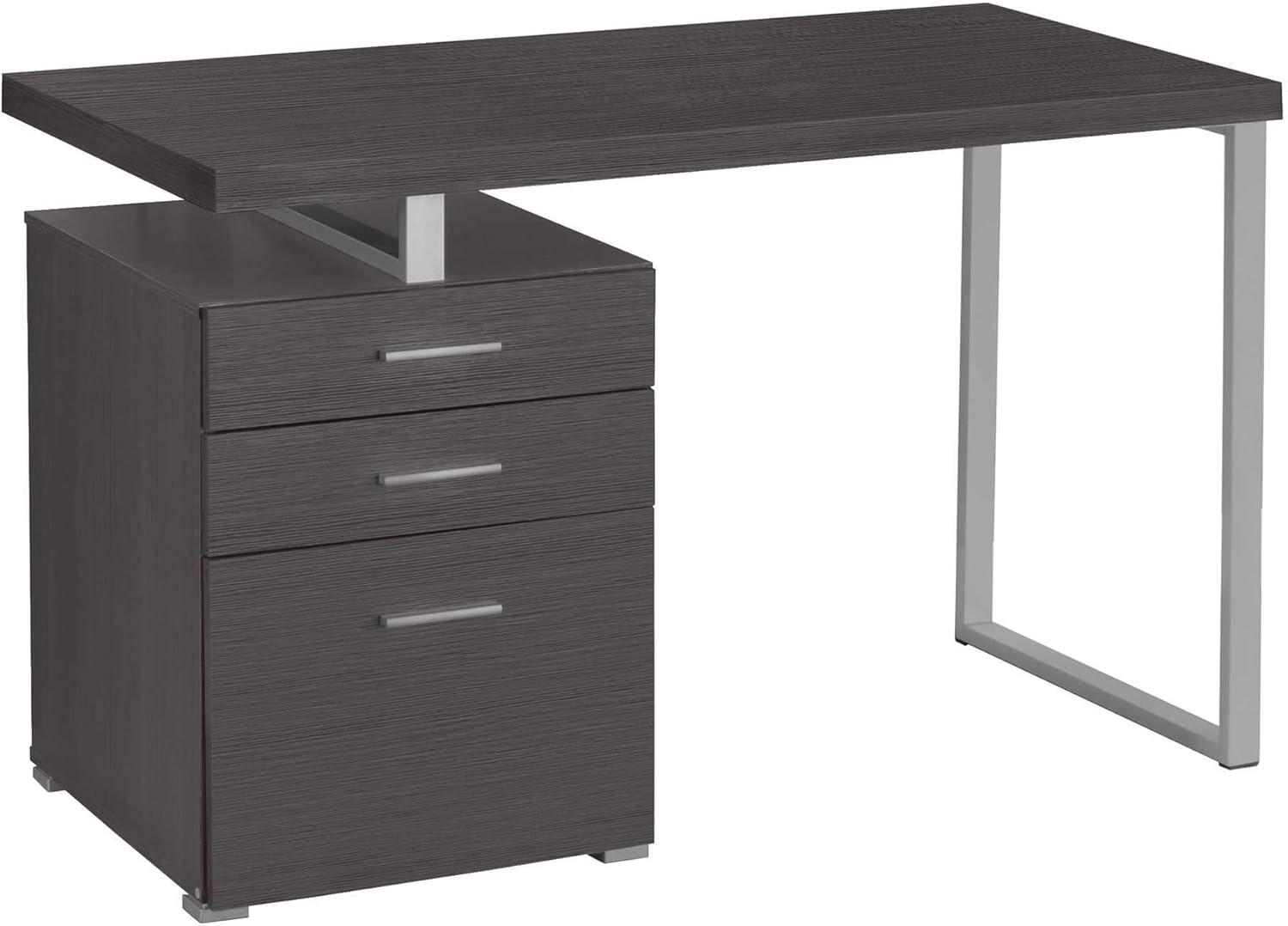 Transitional Espresso Corner Computer Desk with Filing Cabinet