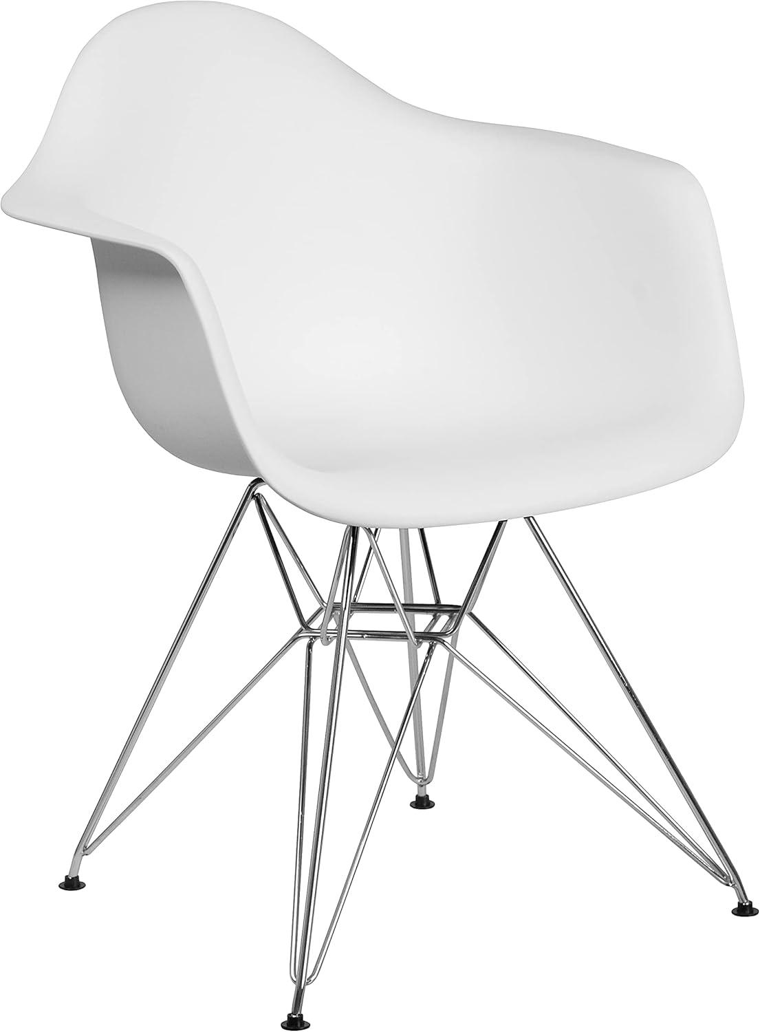 Flash Furniture 2 Pack Alonza Series White Plastic Chair with Chrome Base