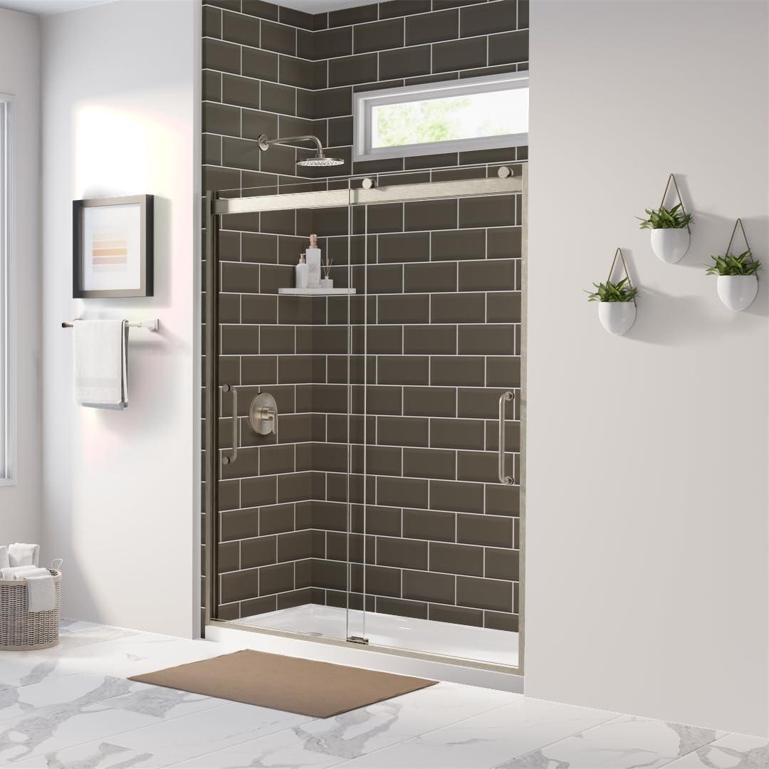 Arelo 56" - 60" W x 72" H Semi-Frameless Shower Door