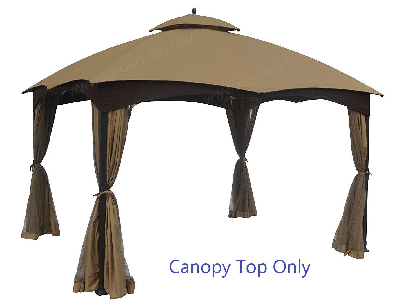 ALISUN Replacement Canopy Top for Lowe's 10' x 12' Gazebo #TPGAZ17-002C (Golden Brown Canopy Top Only)