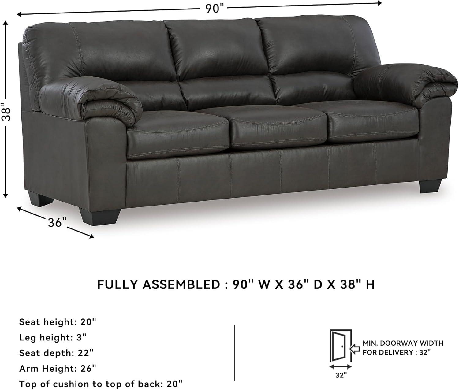 Signature Design by Ashley Bladen Contemporary Faux Leather & Wood Sofa in Gray