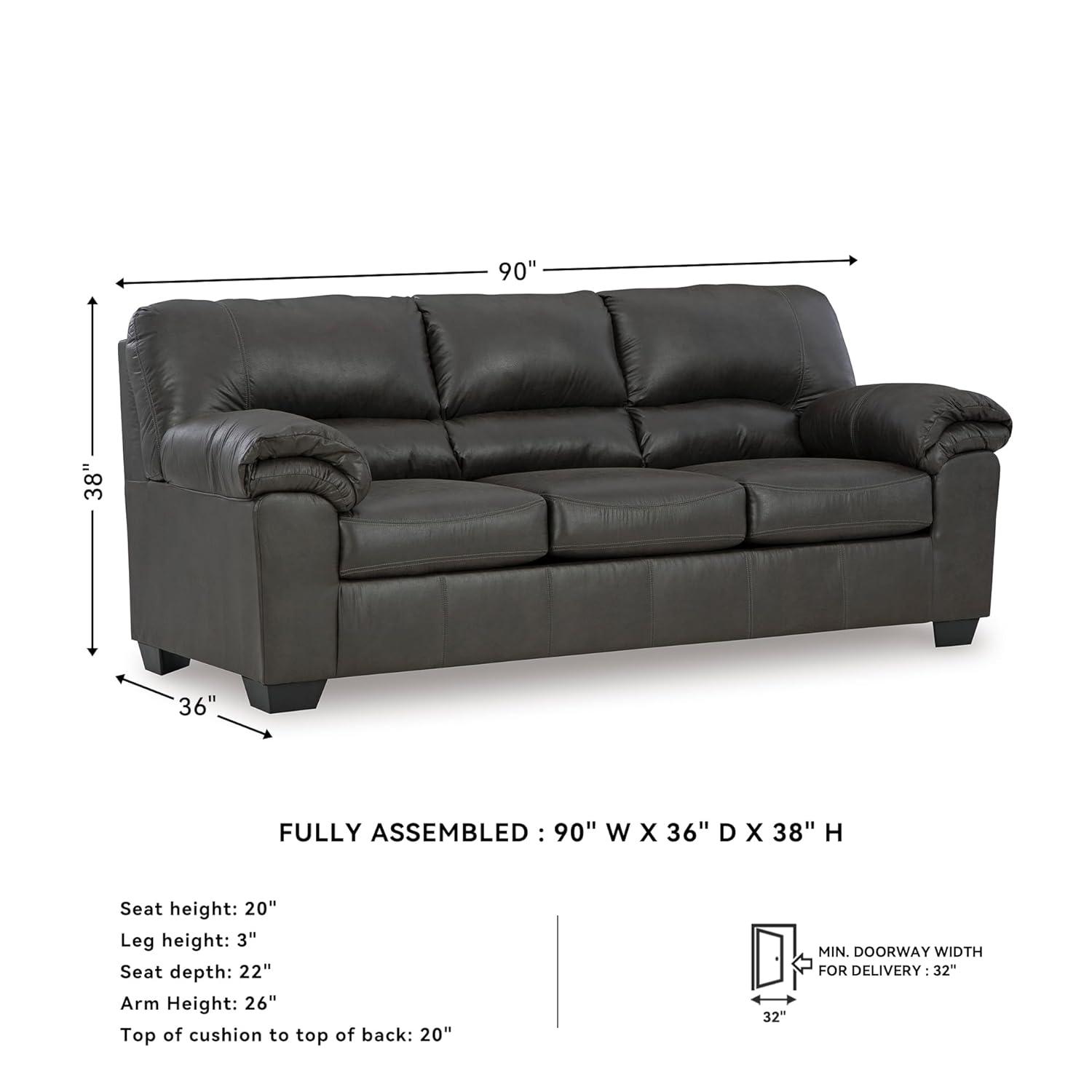 Signature Design by Ashley Bladen Contemporary Faux Leather & Wood Sofa in Gray