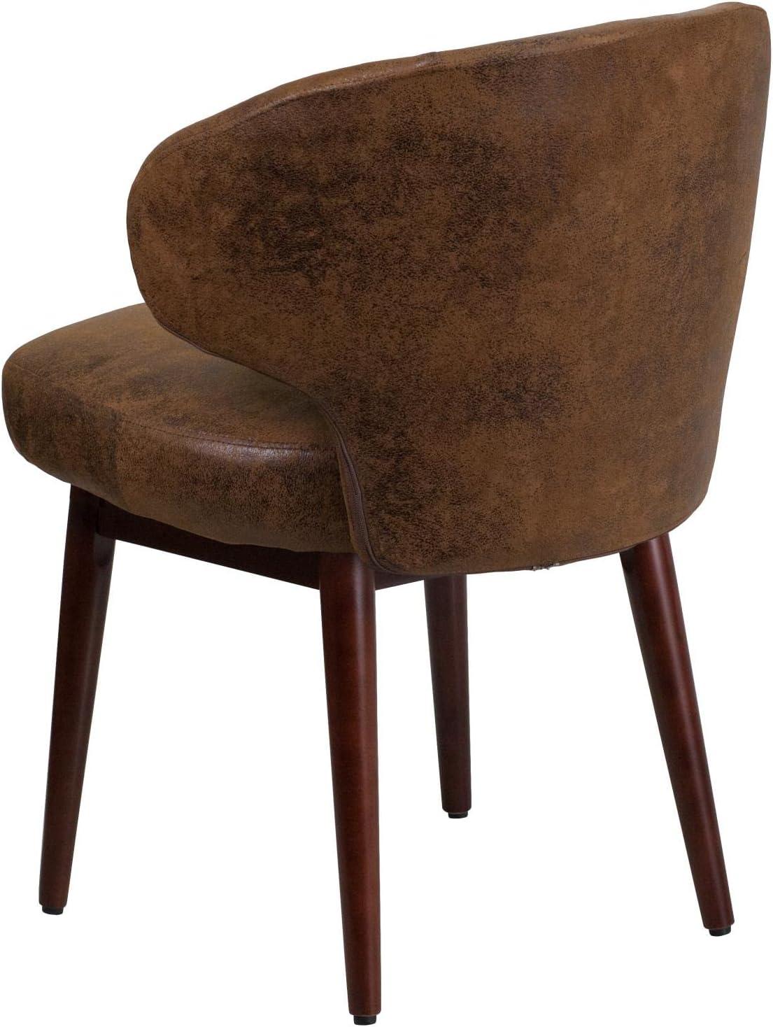 Posh Black LeatherSoft Side Chair with Walnut Legs