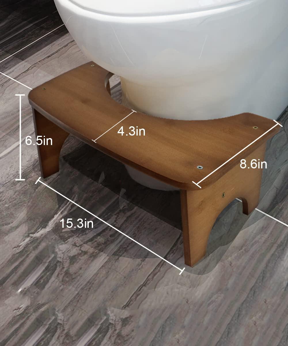 Bamboo Toilet Stool for Adults, 6.5" Toilet Stool Squat Adult Kids, Portable Simple Curve Squat Toilet Potty Stool, Non-Slip Poop Stool for Bathroom, Improve Squatting Posture and Comfort (Wood)