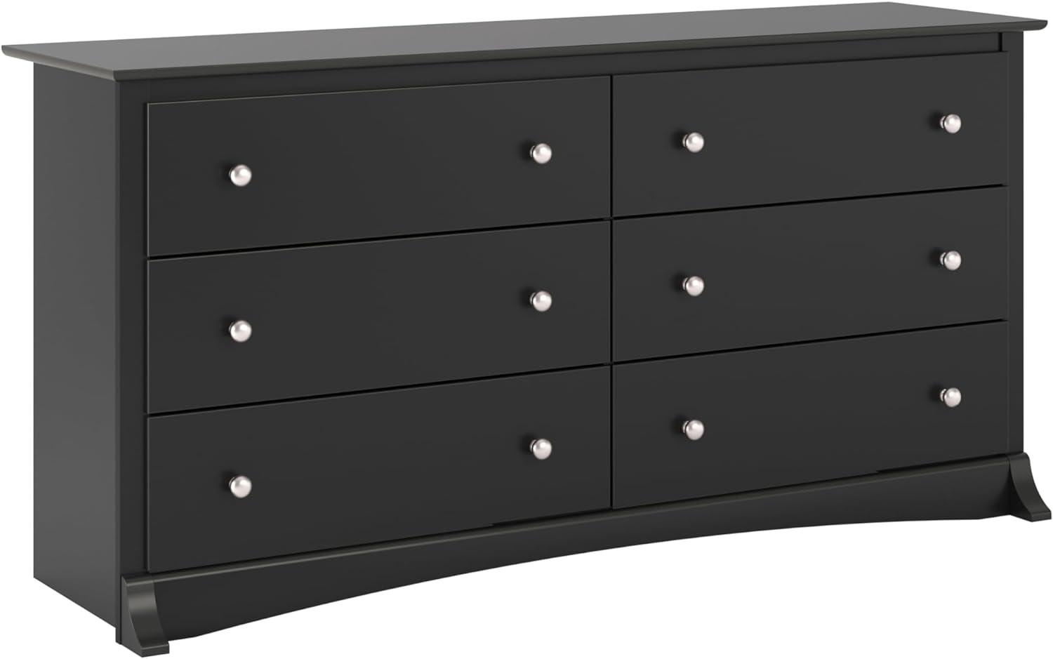 Black Double 6-Drawer Modern Bedroom Dresser