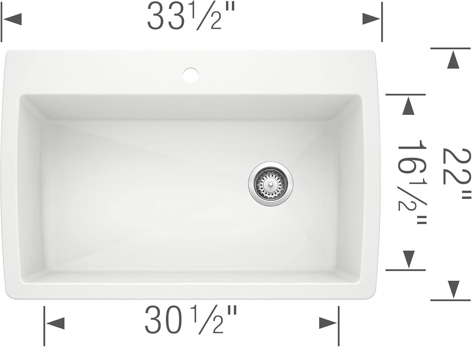 Diamond SILGRANIT 33.5" L x 22" W Super Single Drop-in/Undermount Kitchen Sink