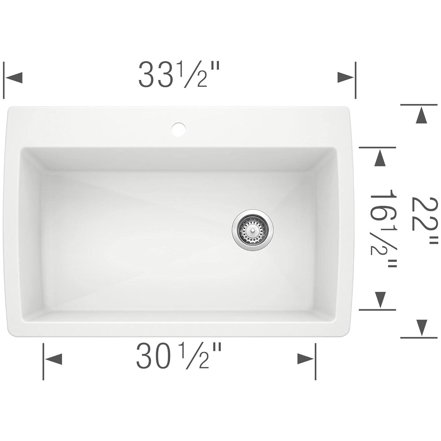 Diamond SILGRANIT 33.5" L x 22" W Super Single Drop-in/Undermount Kitchen Sink