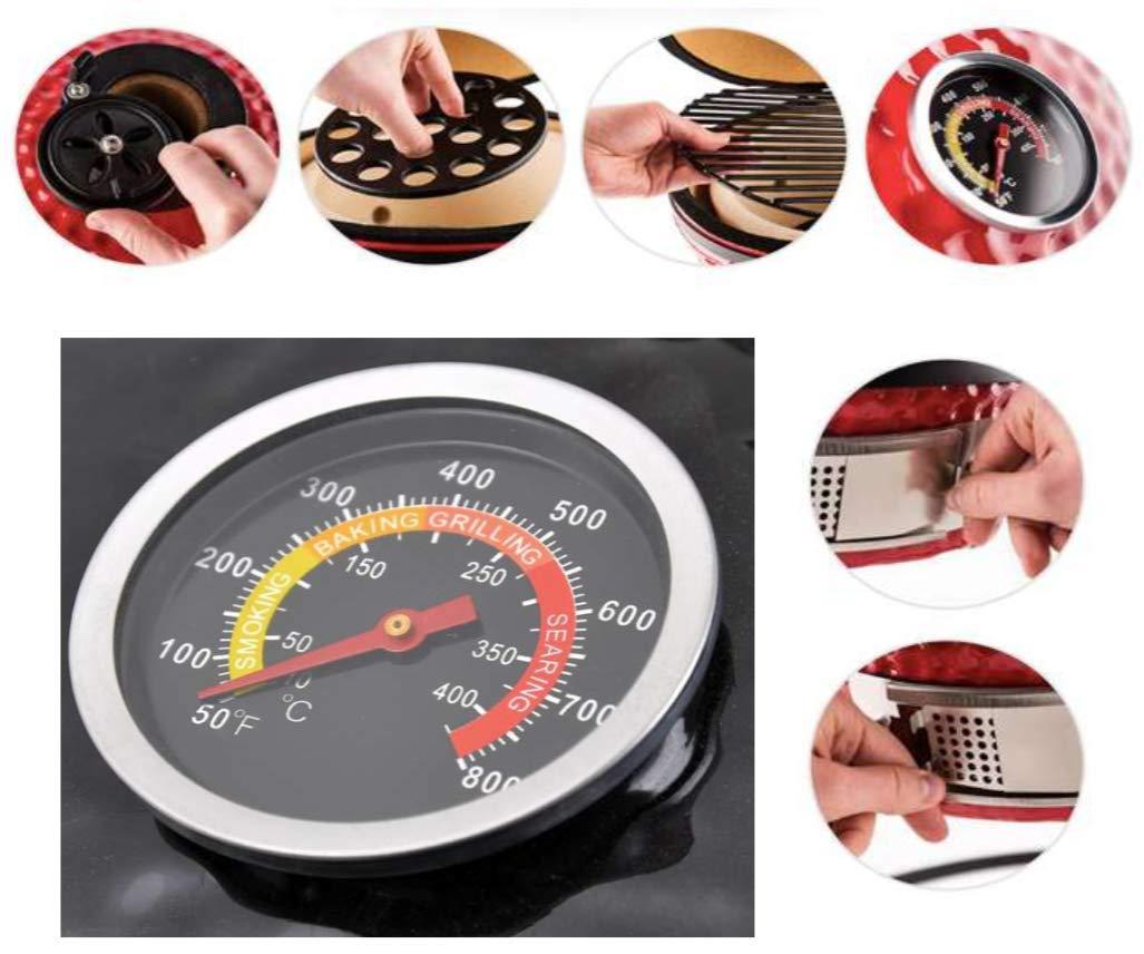 Ceramic BBQ Charcoal Kamado Grill 13 inch Portable Tabletop BBQ Grill with Stainless Steel Grates Black, Black