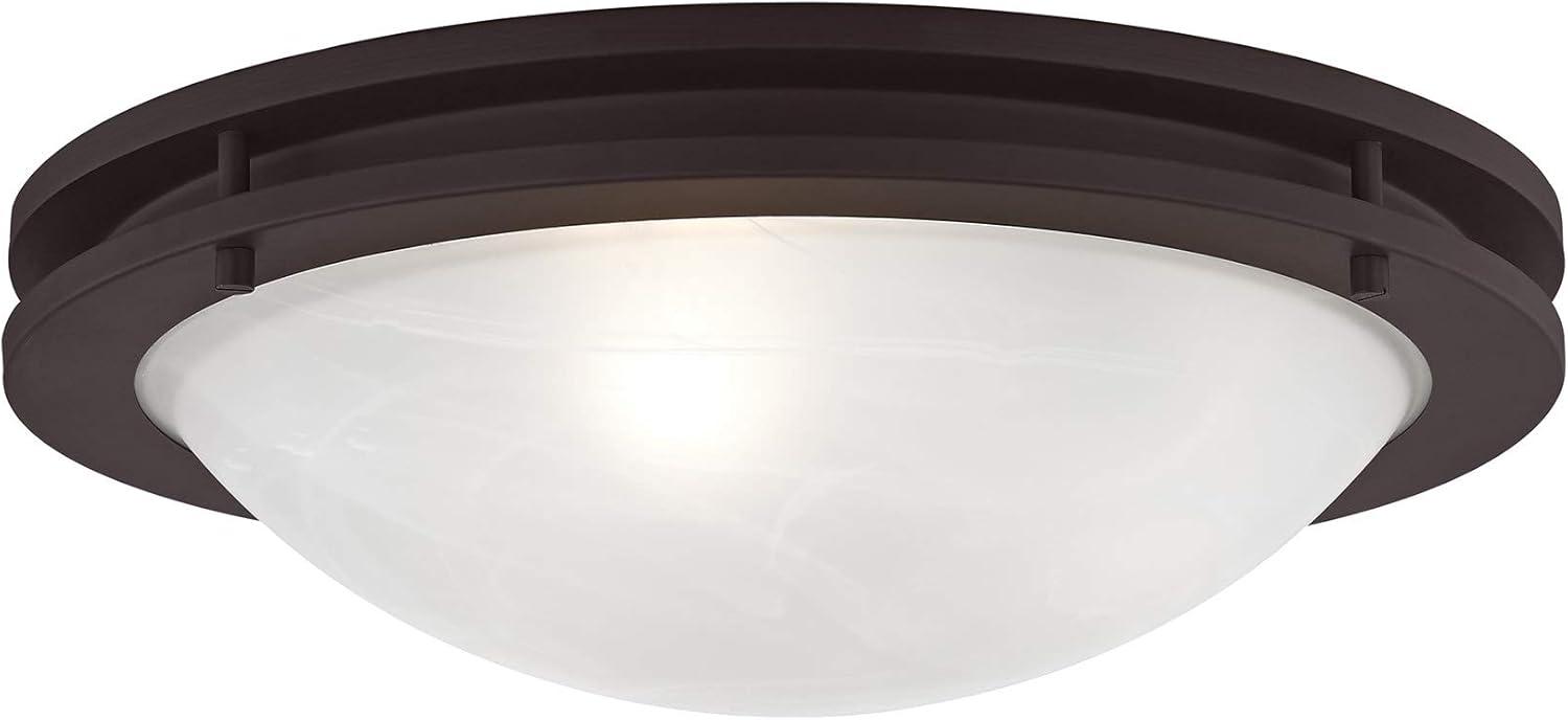 Ariel Art Deco-Inspired Bronze 3-Light Flush Mount with White Alabaster Glass