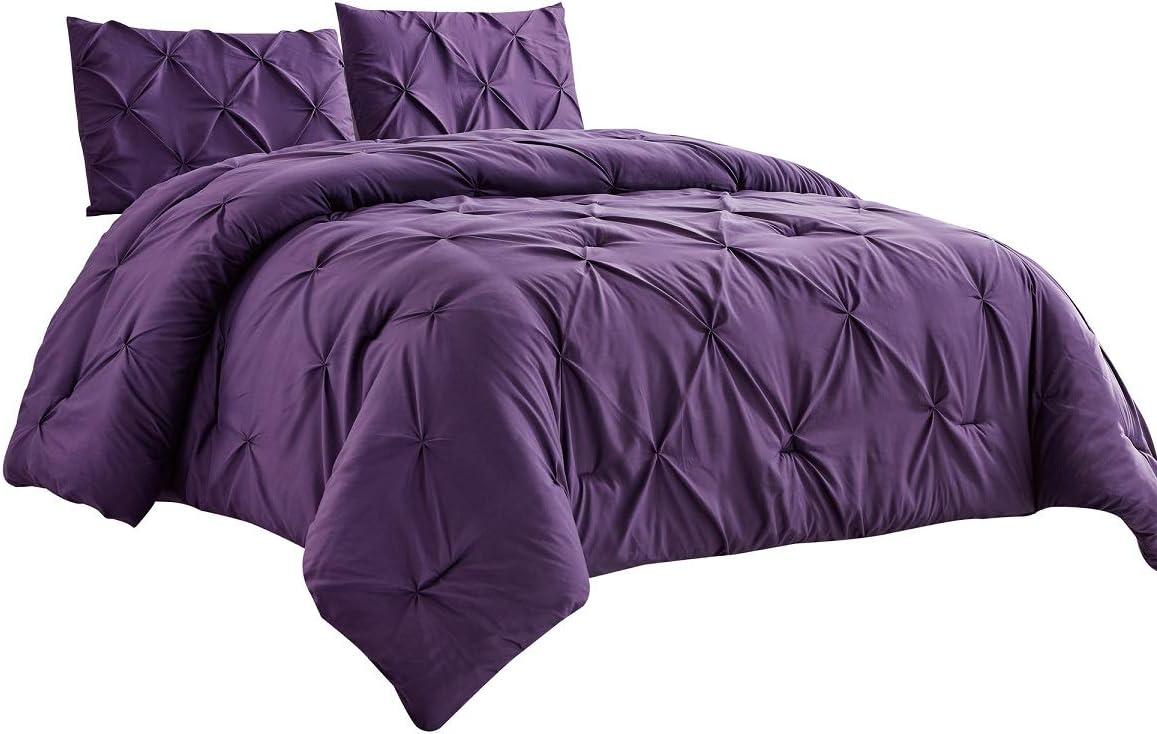 Dark Purple Microfiber Queen Comforter Set with Pillow Shams