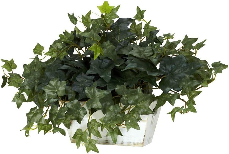 Nearly Natural Ivy with White Wash Planter Silk Plant