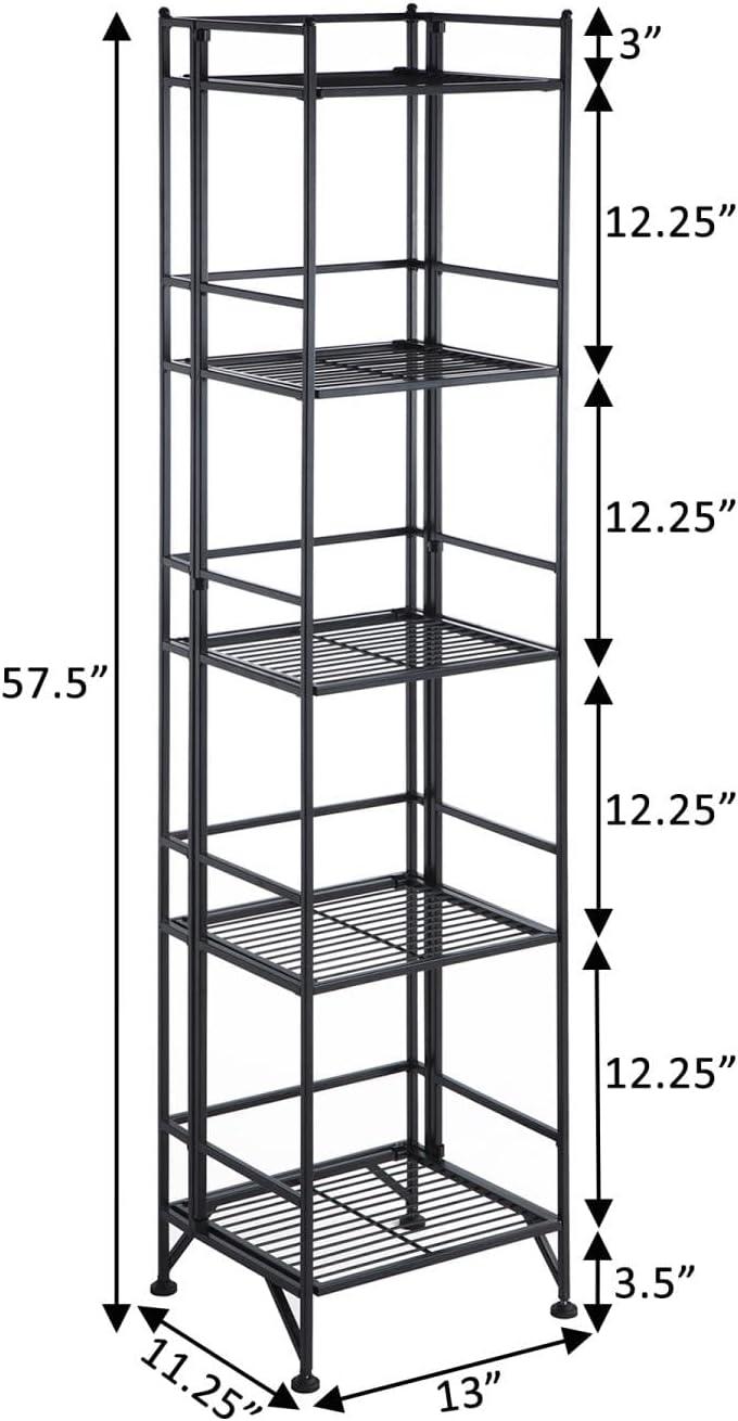 Black Adjustable 5-Tier Folding Metal Shelf