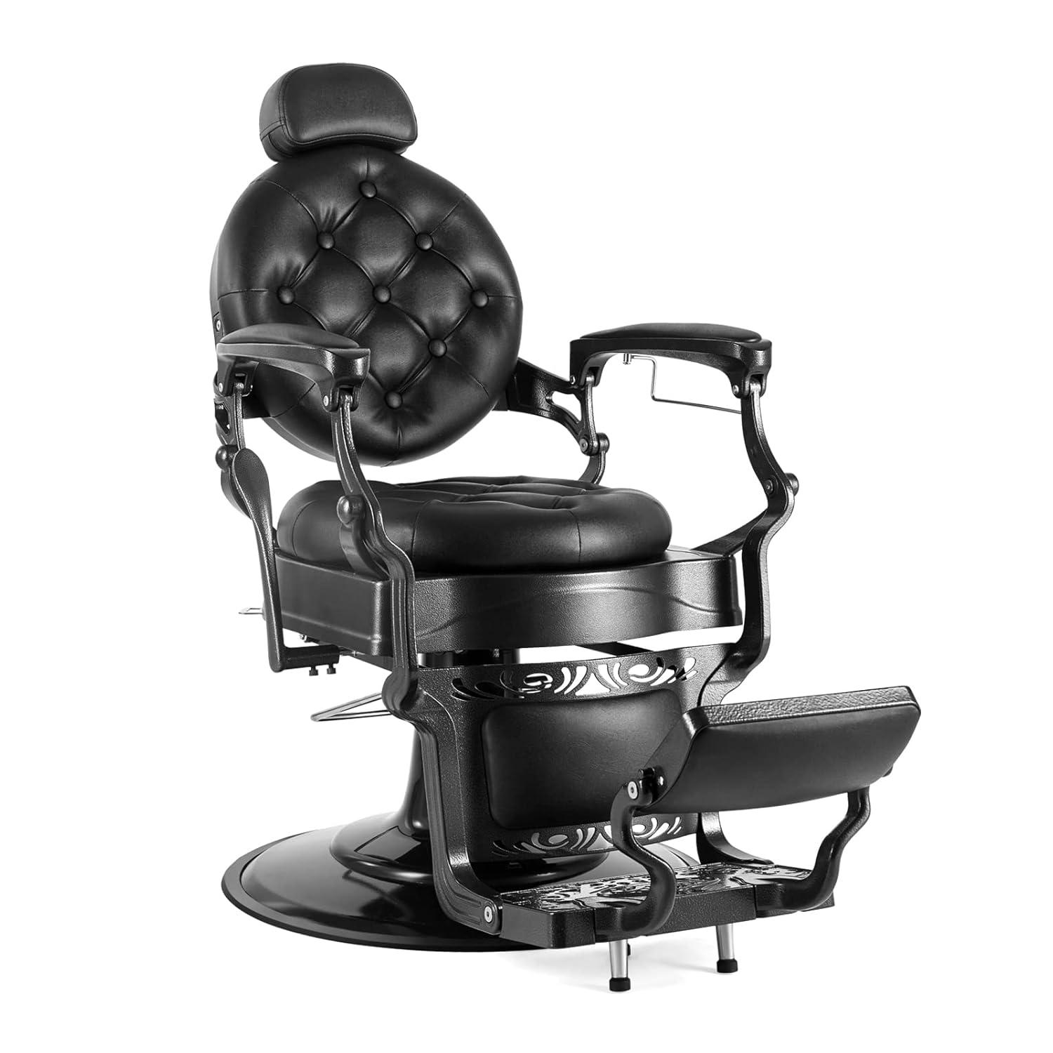 OmySalon Vintage Barber Chair All Purpose Heavy Duty, Hydraulic Recline Salon Beauty Styling Chair Retro, 360 Degree Swivel for Hair Stylist Tattoo