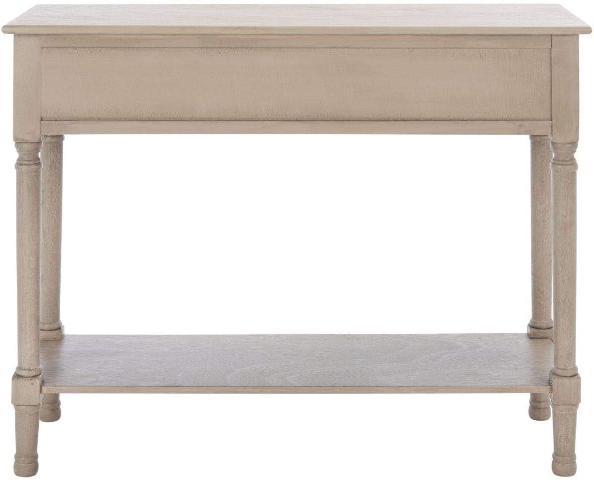 Greige Wood 2-Drawer Console Table with Storage