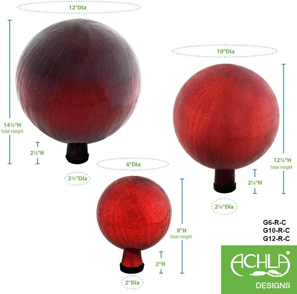 Achla Designs G6-RD-C, Red 6-Inch Crackle Gazing Globe Ball, 6