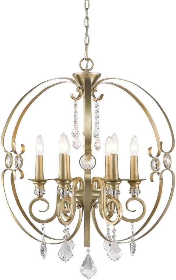 Mini Ella Brushed Bronze 6-Light Chandelier with Crystal Accents