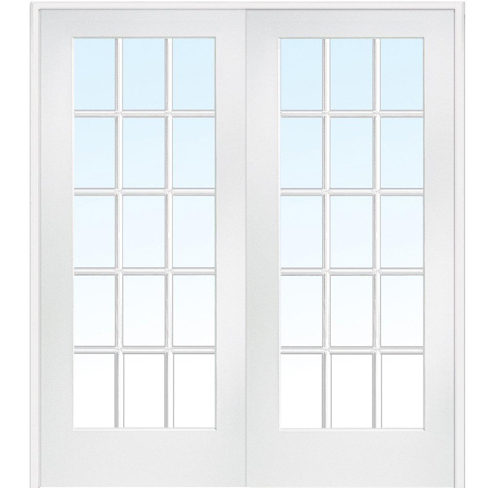 National Door Company, Interior Double Door, MDF, 72" x 84", 15 Lite True Divided, Clear Glass Collection, Both Active