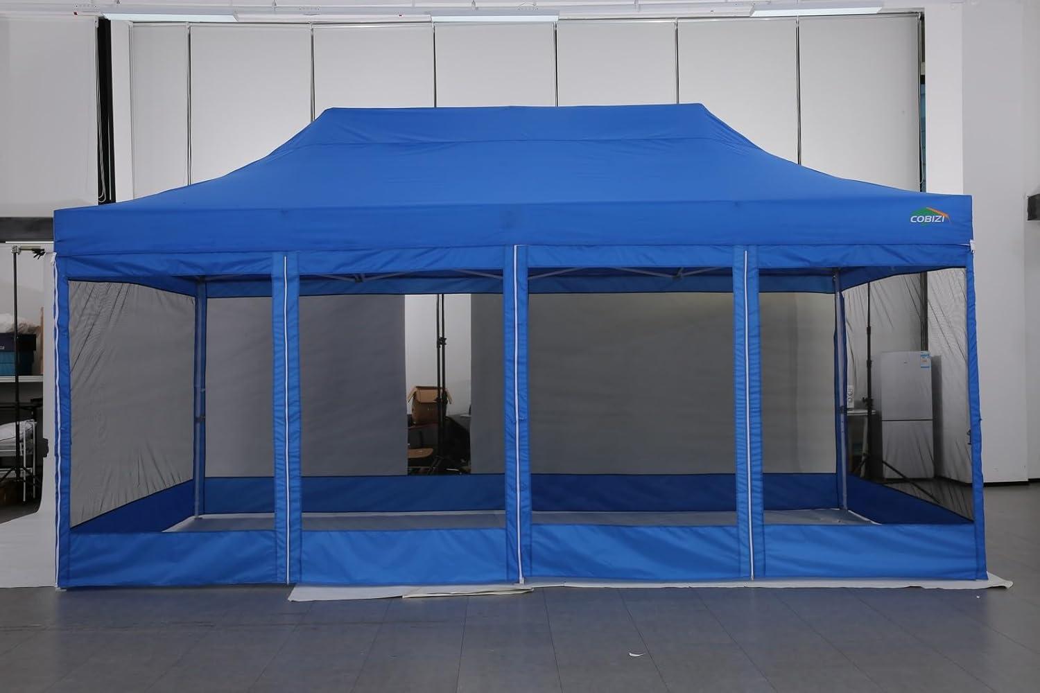 Cobizi 10x20 Canopy Tent, Heavy Duty Pop up Canopy with Sidewalls, Waterproof Easy Setup Canopy with Mosquito Netting, Outdoor Instant Screen Tents for Parties, Wedding, Backyard with Carry Bag