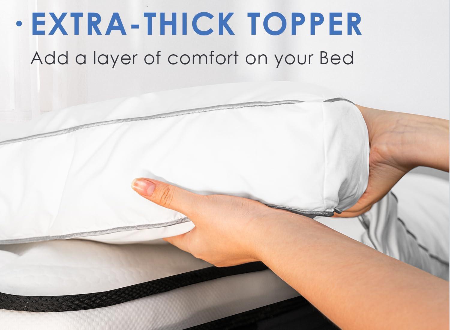 King Mattress Topper Cooling Pillow Top Mattress Bed Topper, Fluffy Mattress Pad, Hotel Quality Down Alternative Pillow Topper