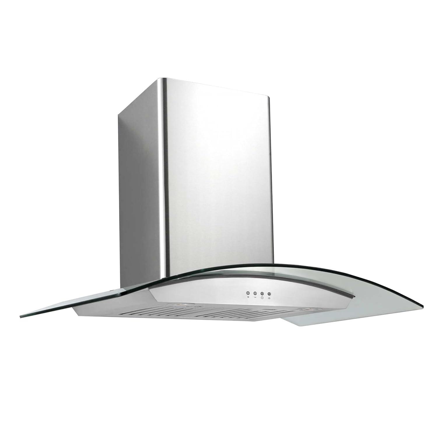 Ancona AN0111-3604 Tornado II 36" 600 CFM Ducted Wall Mount Glass Canopy Range Hood in Stainless Steel