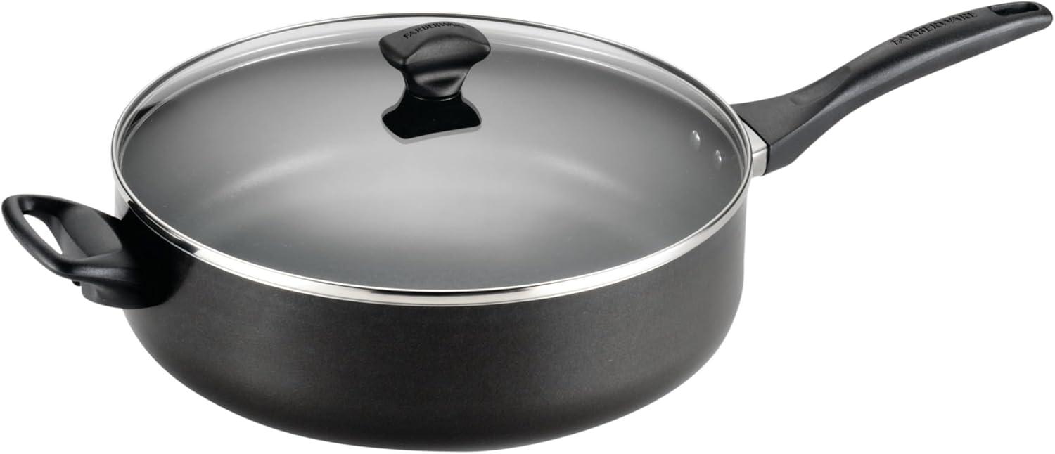 Farberware Dishwasher Safe Nonstick Jumbo Cooker with Lid and Helper Handle, 6 Quart, Black