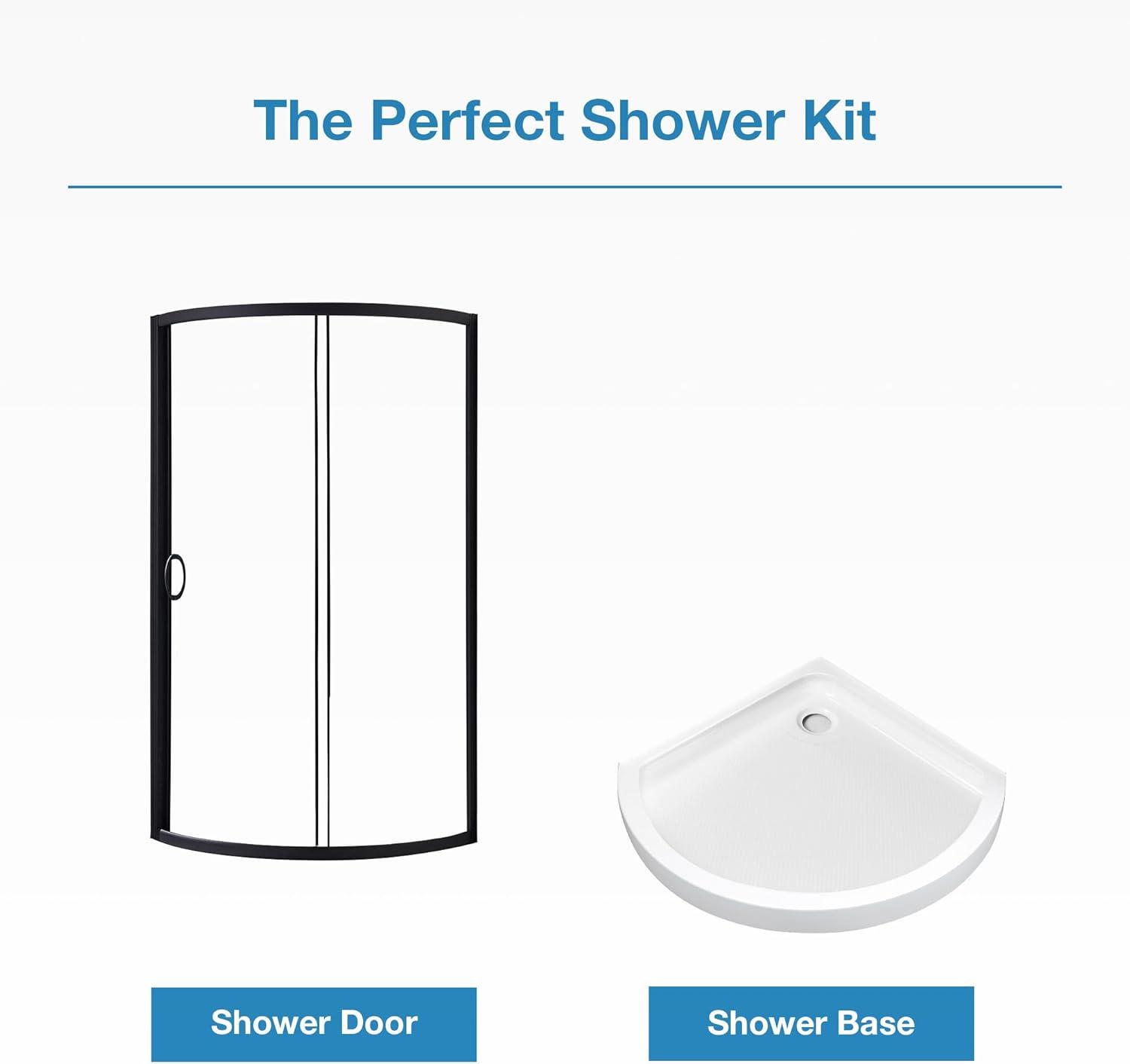 Breeze Premium 32'' W 77'' H Framed Round Reversible Shower Kit