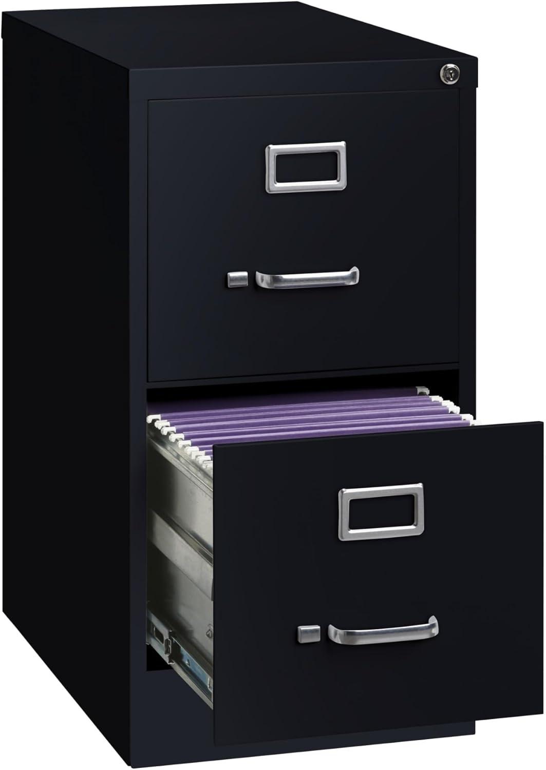 Black 2-Drawer Vertical Steel Lockable File Cabinet