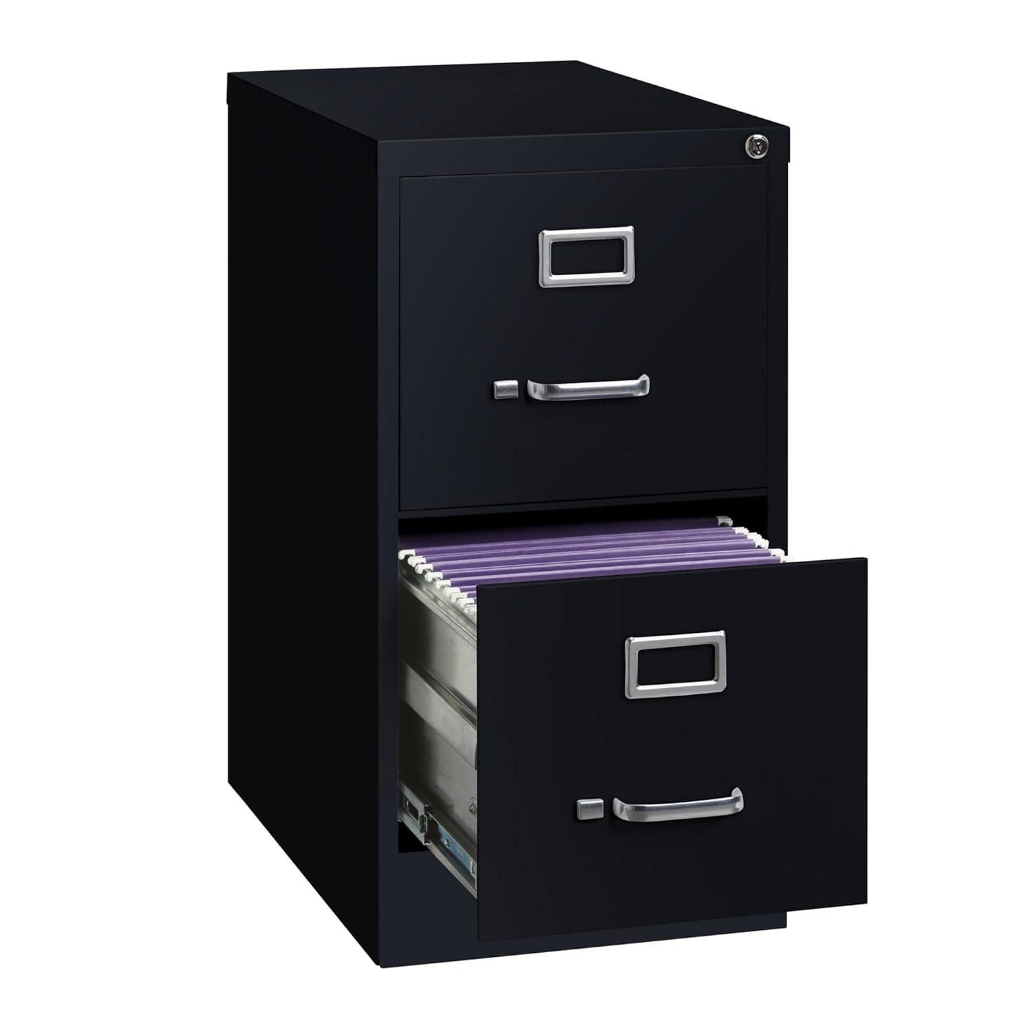 Black 2-Drawer Vertical Steel Lockable File Cabinet