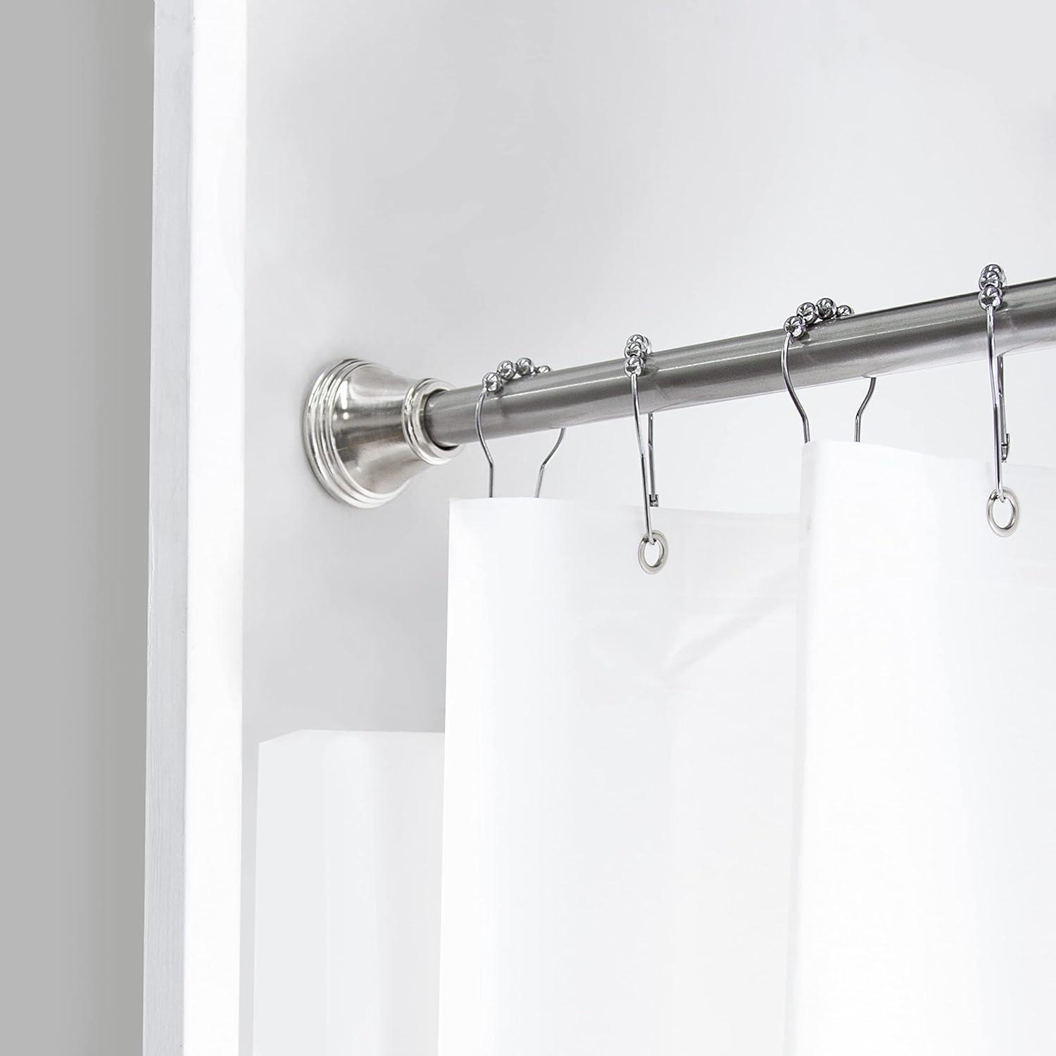 Adjustable Brushed Nickel Tension Shower Curtain Rod 42-72 Inches