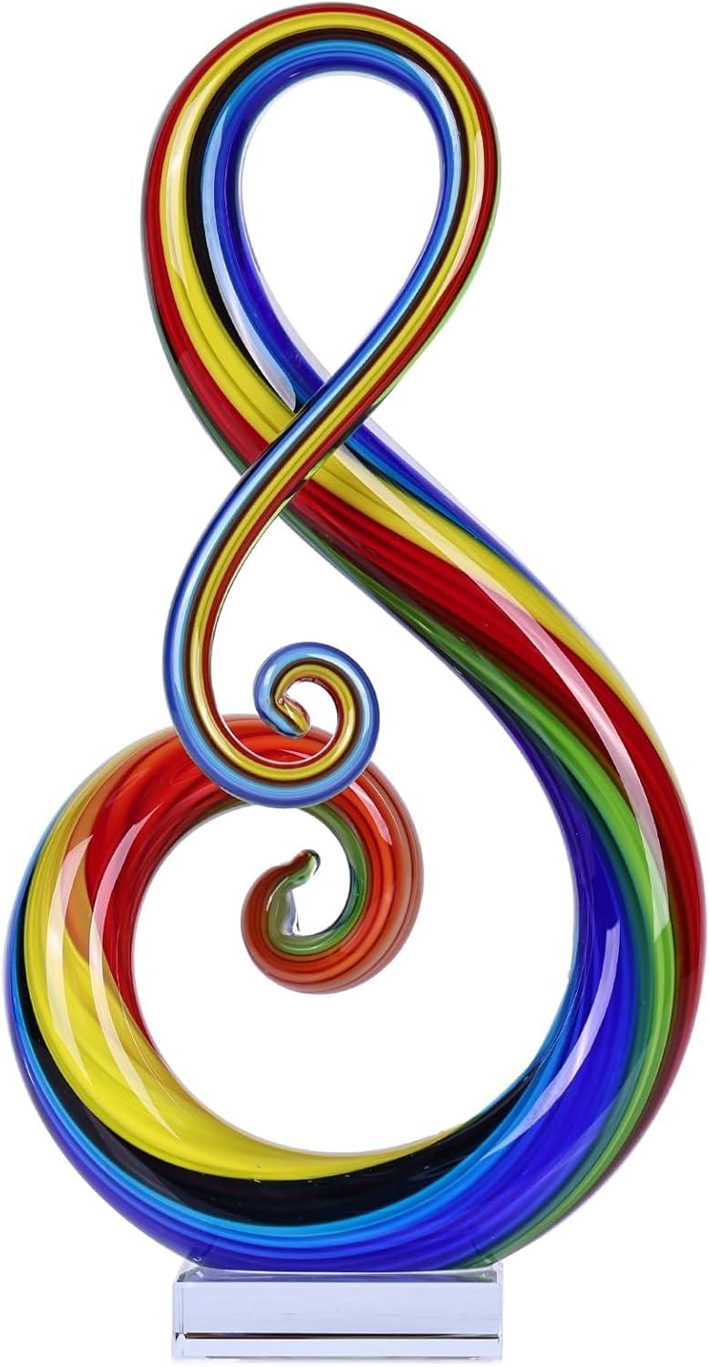 11" MultiColor Art Glass Note Centerpiece on Crystal Base