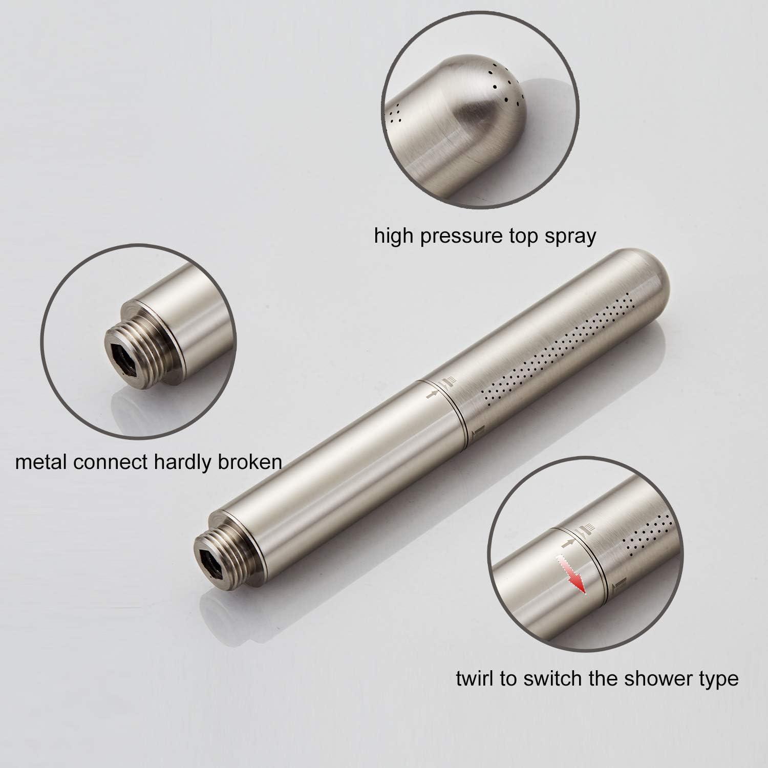 Shower Head Handheld Solid Copper Bathroom showerhead High pressure wand hand-held Sprayer (brush nickel)