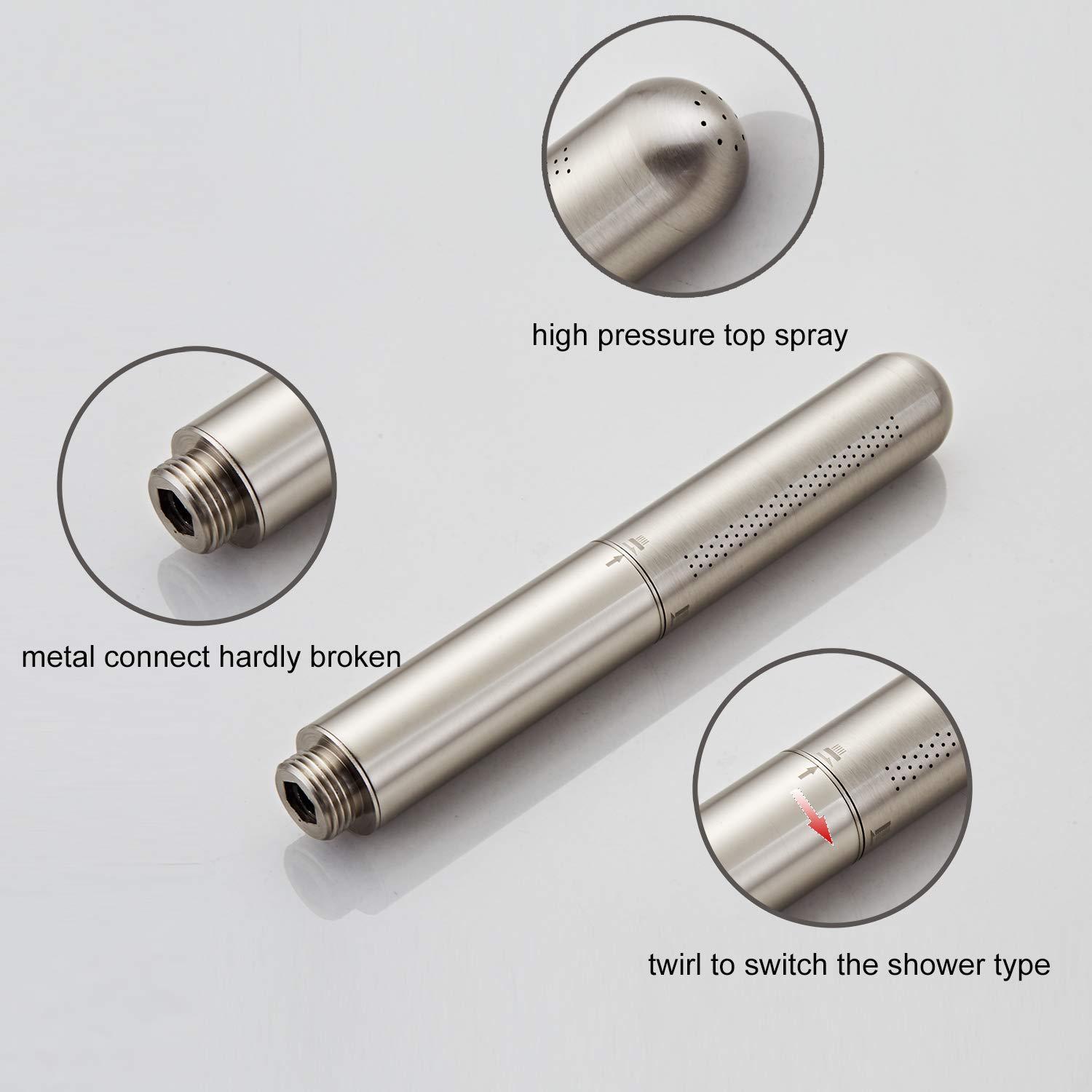 Shower Head Handheld Solid Copper Bathroom showerhead High pressure wand hand-held Sprayer (brush nickel)