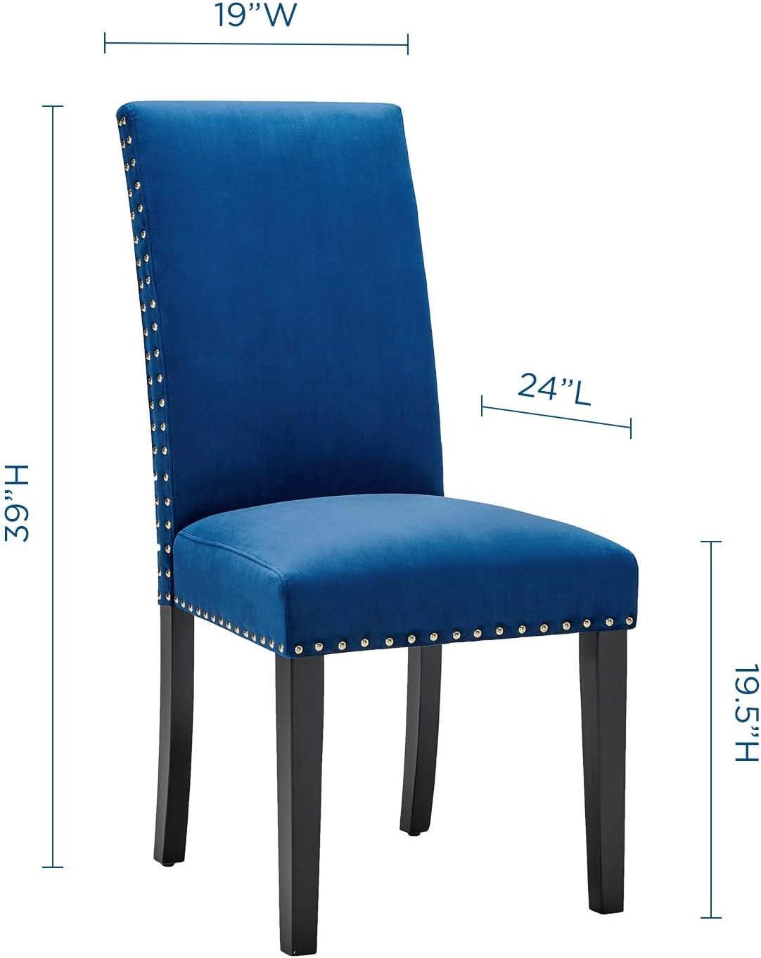 Modway Silver Orchid Lind Velvet Nailhead Trim Dining Side Chairs