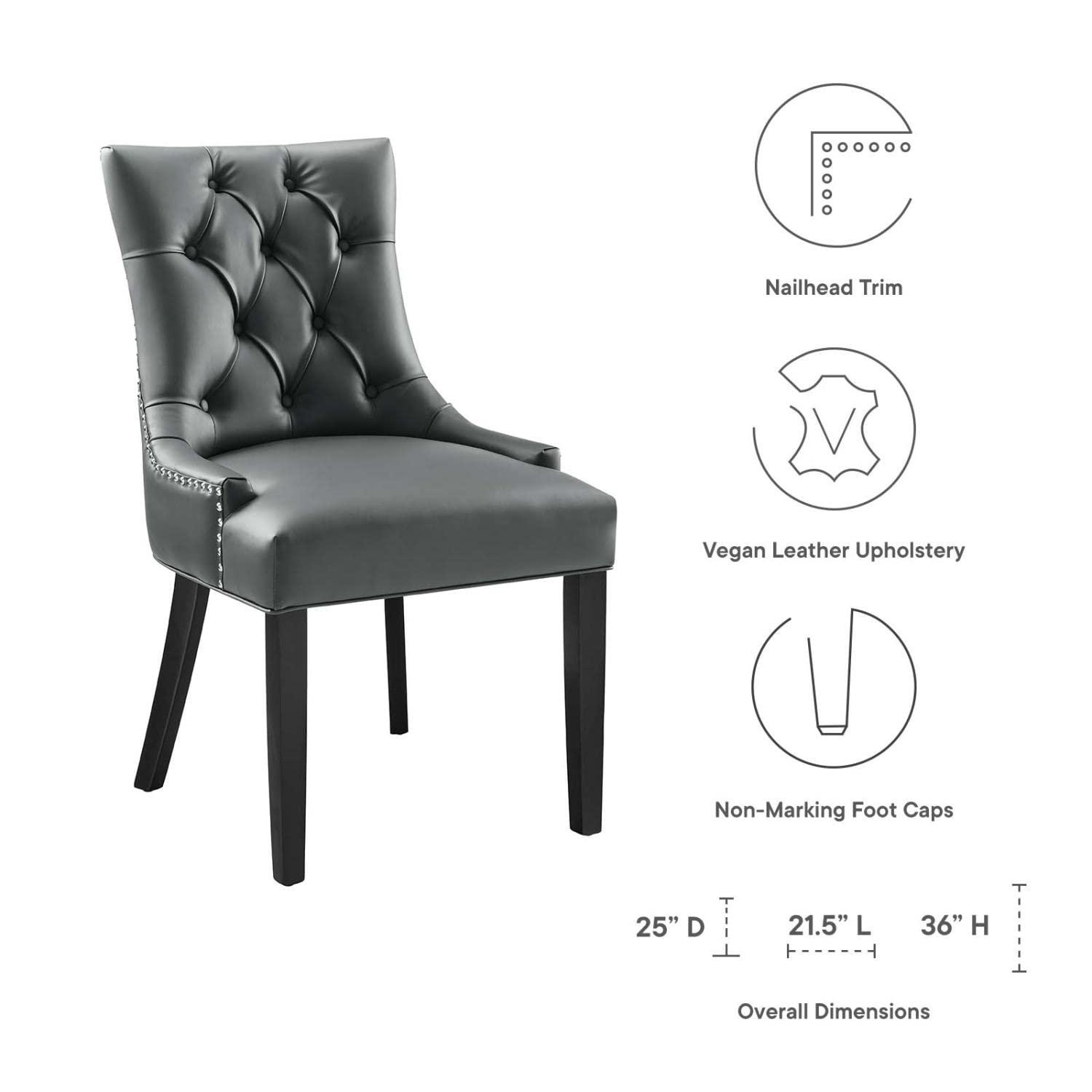 Modway Regent Vinyl Dining Chair Black: Upholstered, Wood Frame, Spot Clean, No Tools Assembly