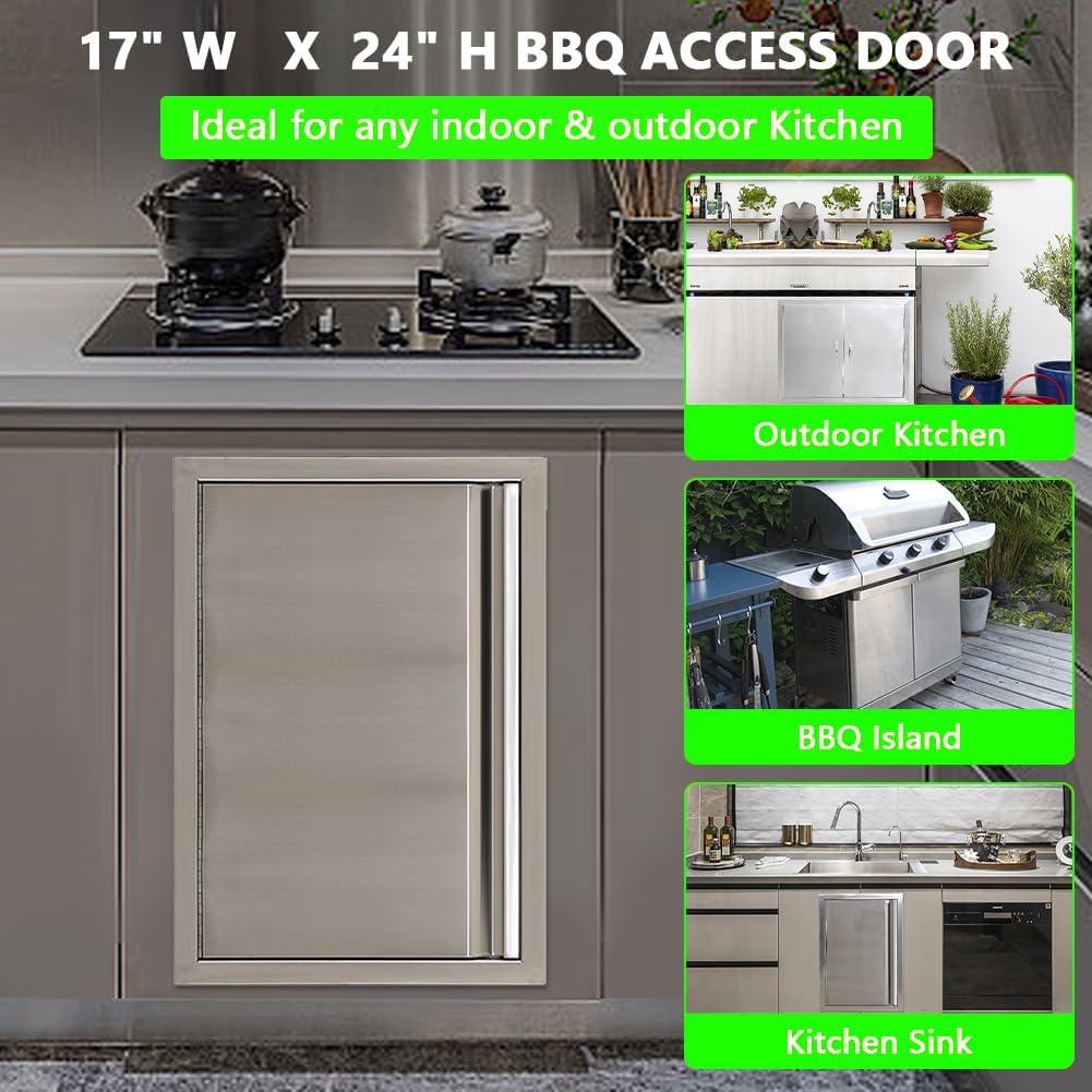 Garvee 17" x 24" Brushed Stainless Steel Outdoor Kitchen Door