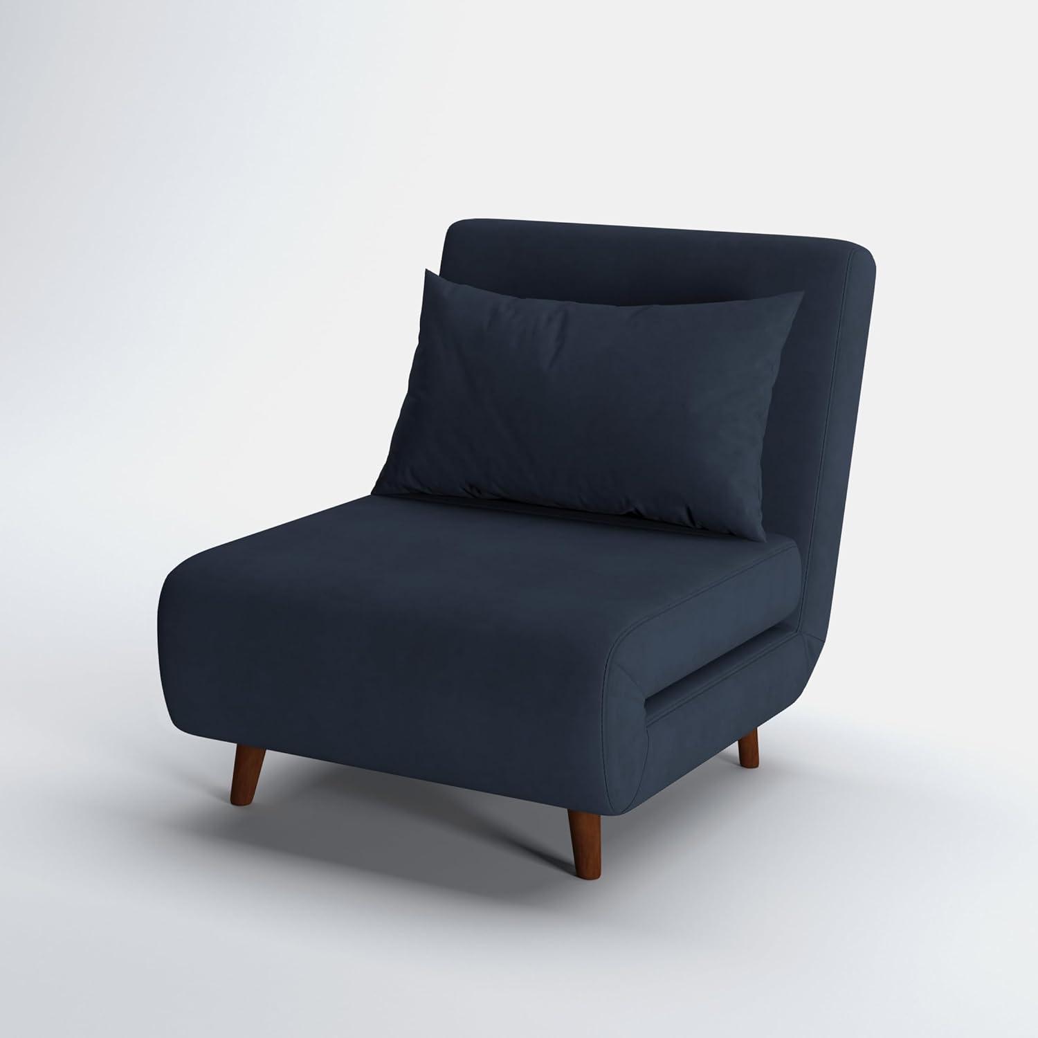A&D Home Tustin Polyester Convertible Futon Chair, Velvet Blue