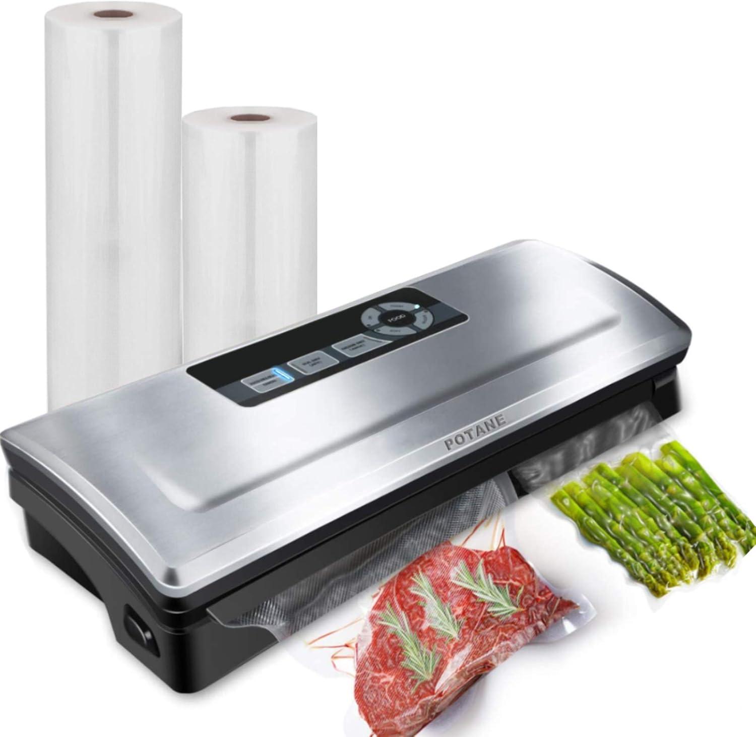 Compact Silver 8-in-1 Vacuum Sealer with Starter Kit