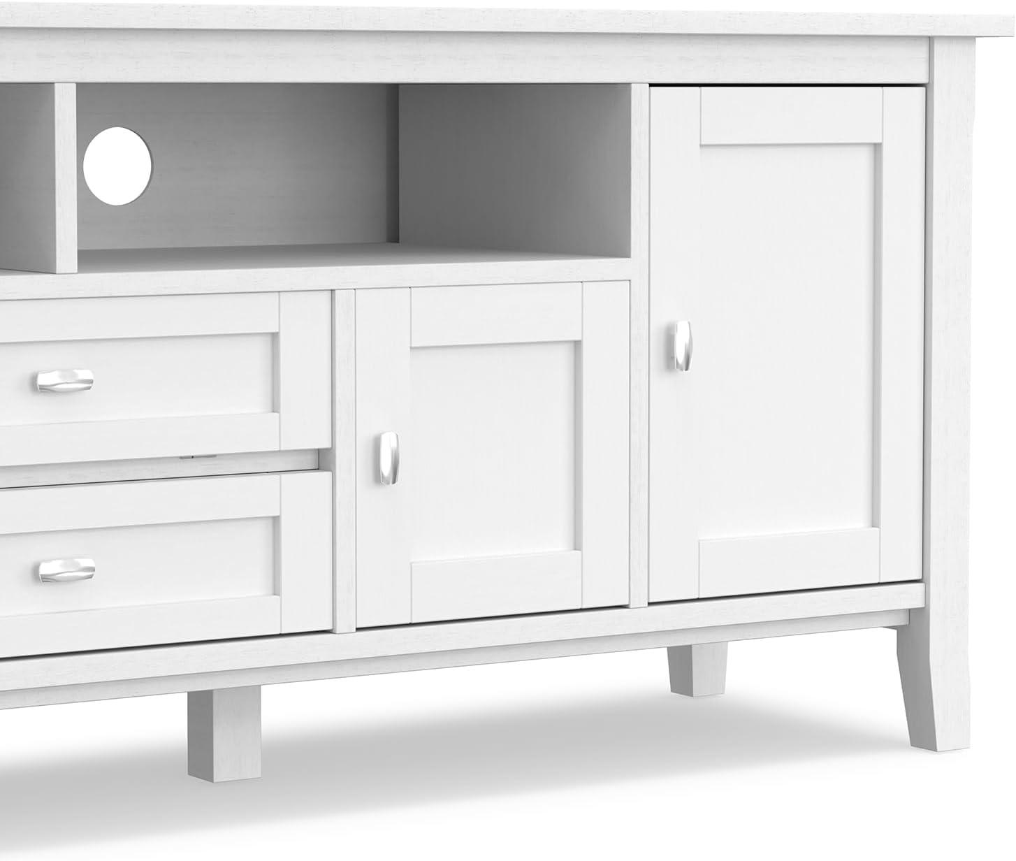 Simpli Home Warm Shaker 72"W Solid Wood TV Stand for TVs up to 80" with 4 Storage Cabinets and 2 Drawers
