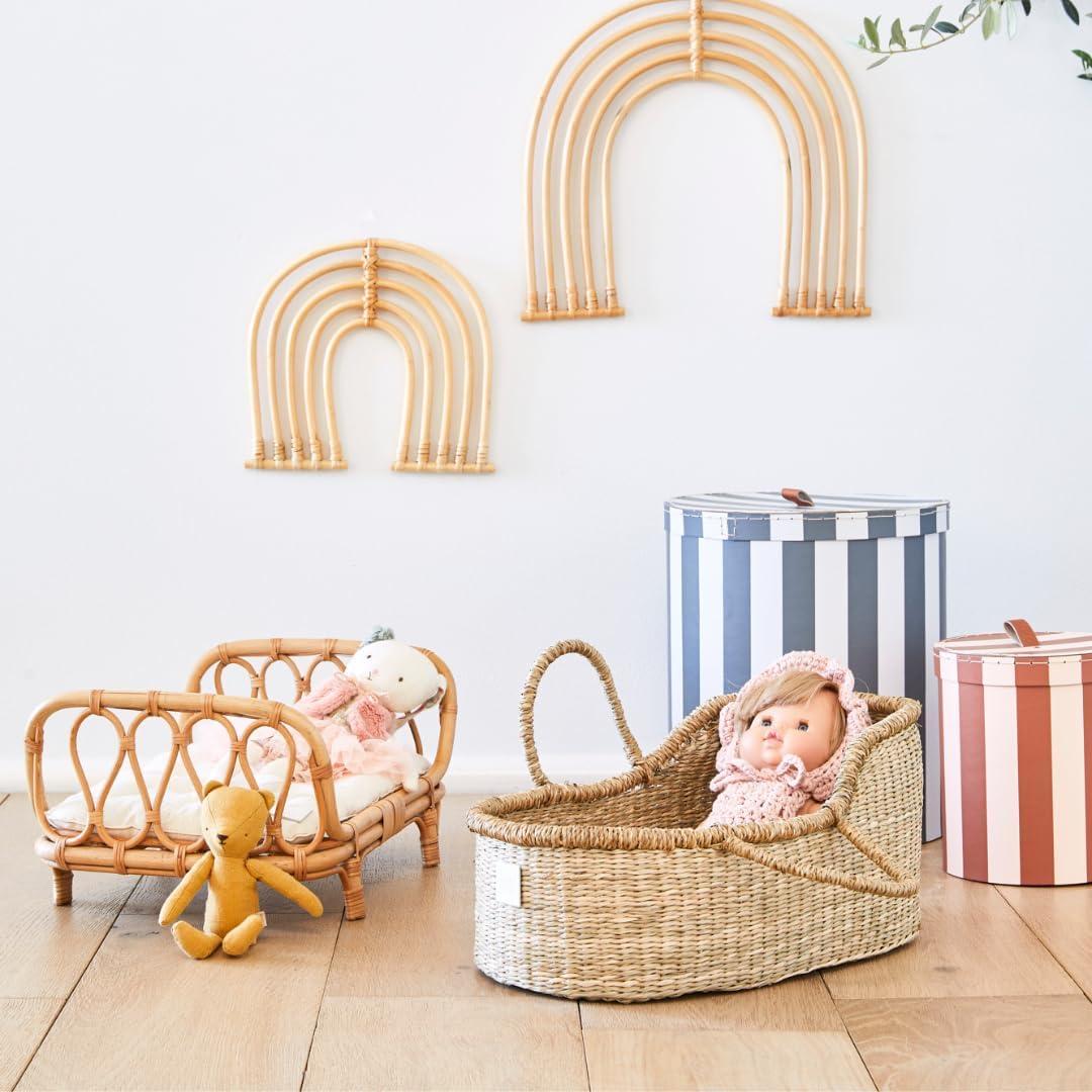 Premium Baby Doll Bassinet - Handcrafted & Award-Winning Seagrass Moses Basket - Doll Carrier with Luxe Mattress