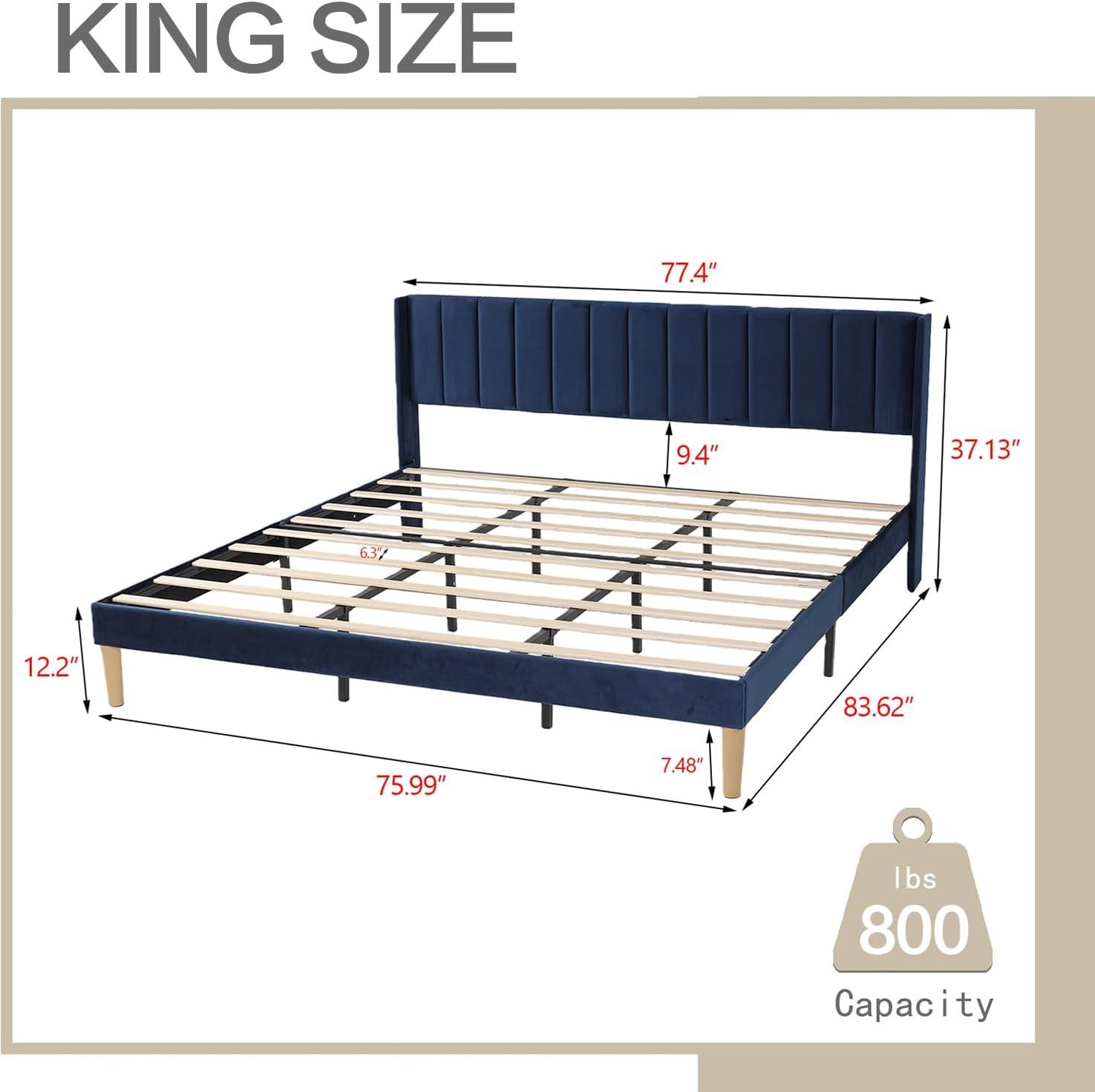Eriksay Low Profile Upholstered Platform Bed with Winback Headboard