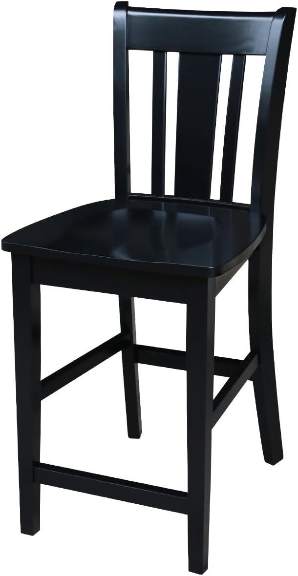 24" San Remo Counter Height Barstool Black - International Concepts: Solid Wood, Traditional Square Design, Durable Parawood