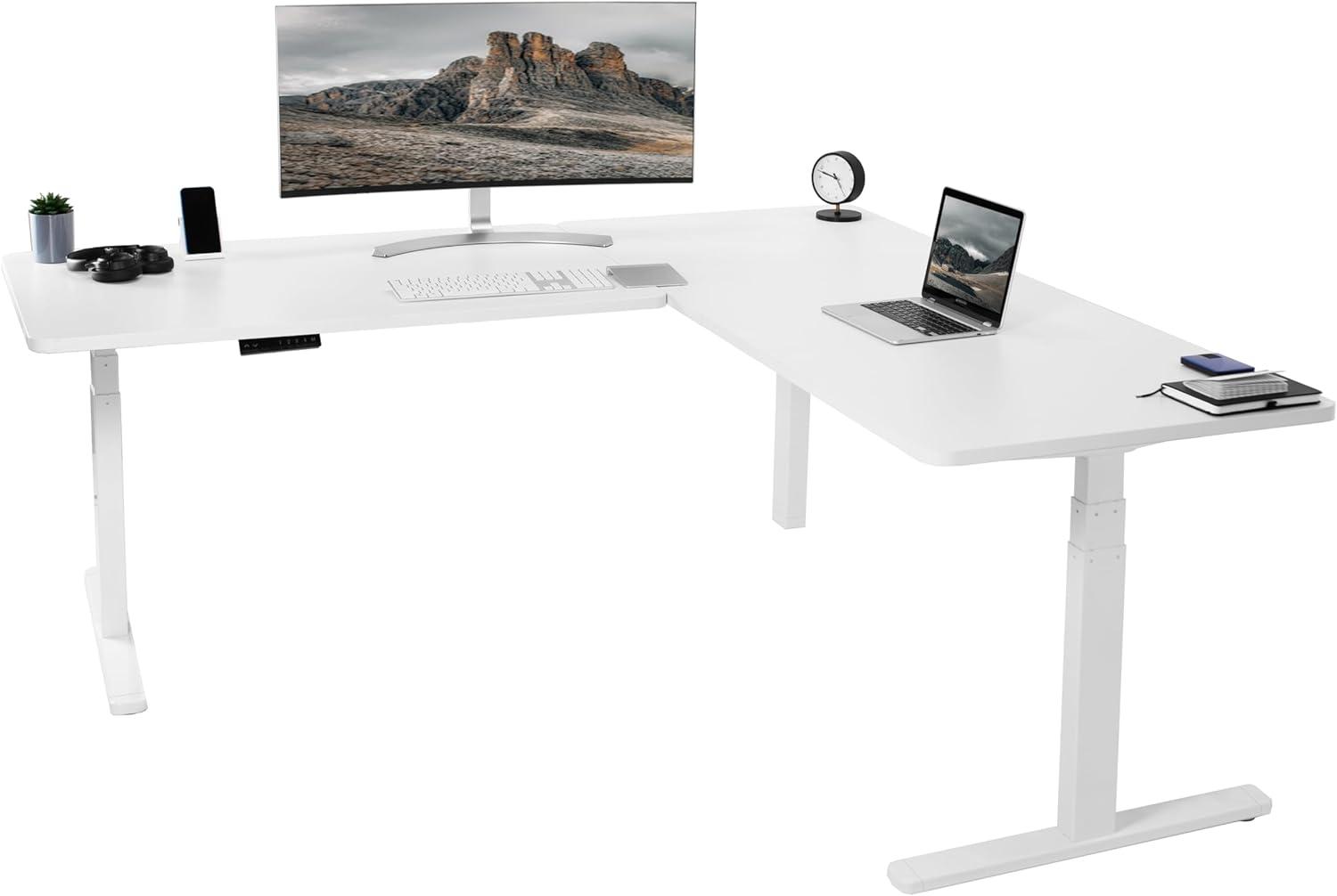 VIVO Electric 77" x 71" Corner Stand Up Desk, 3E7B Series | Wayfair