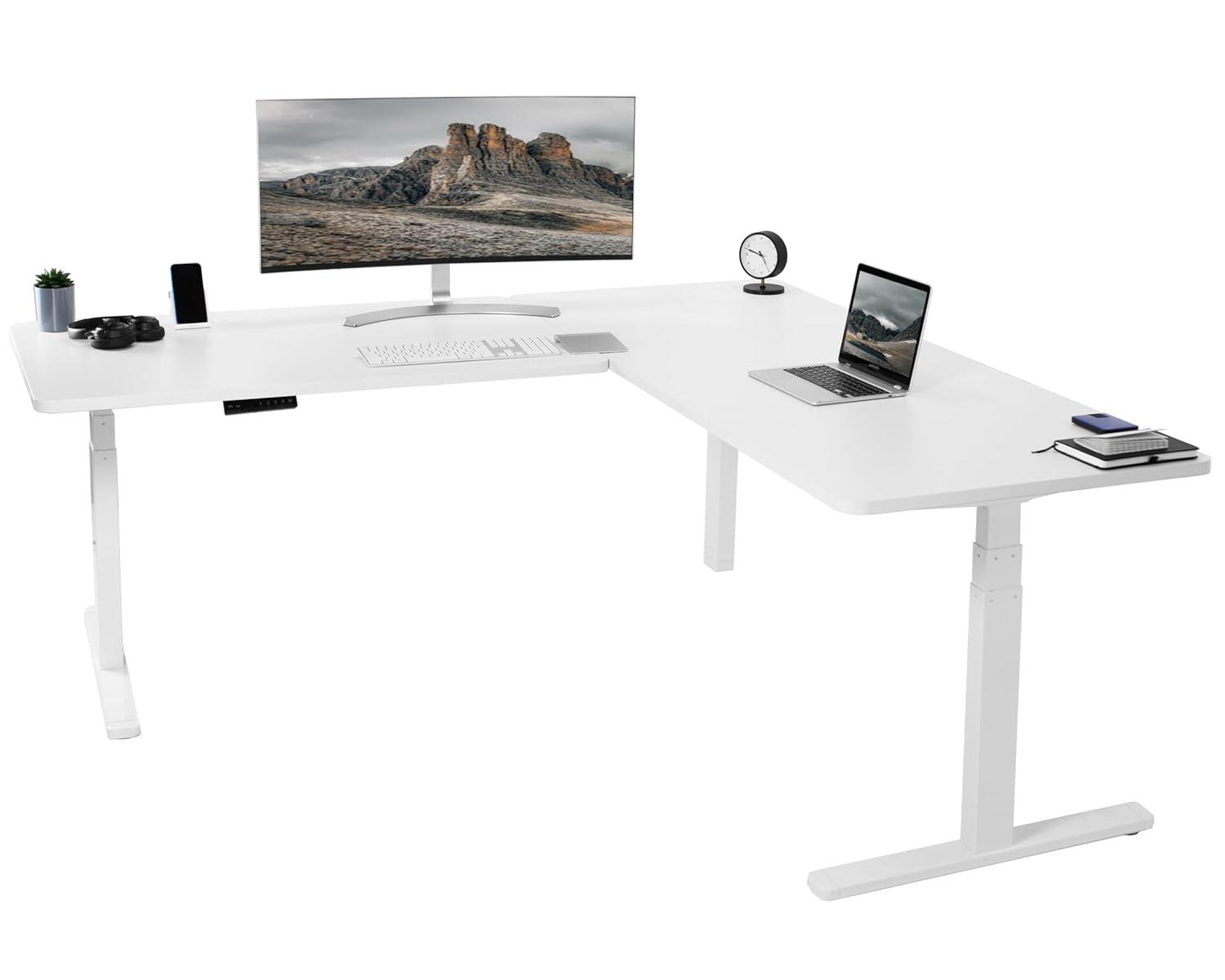 VIVO Electric 77" x 71" Corner Stand Up Desk, 3E7B Series | Wayfair
