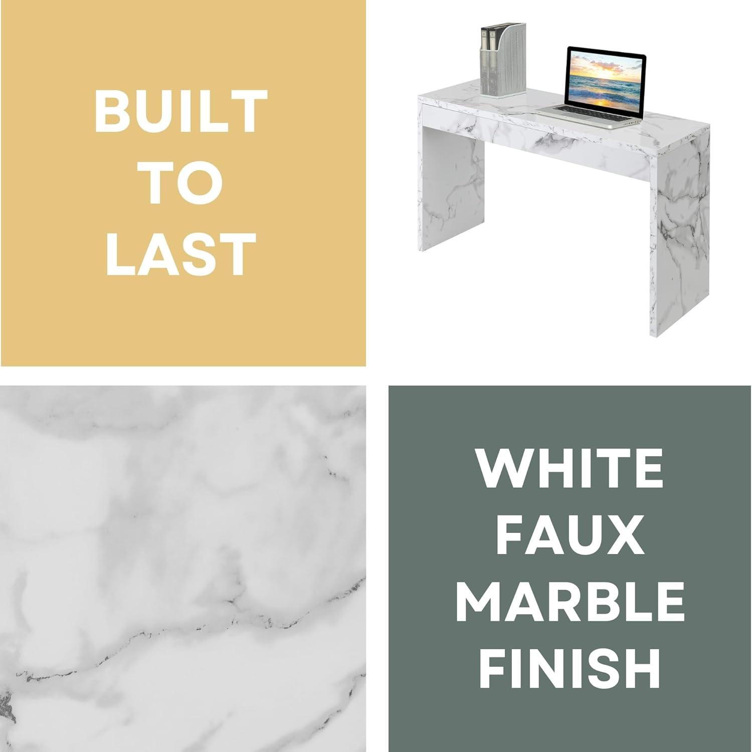 Convenience Concepts Northfield Hall Console Table/Desk, White Faux Marble