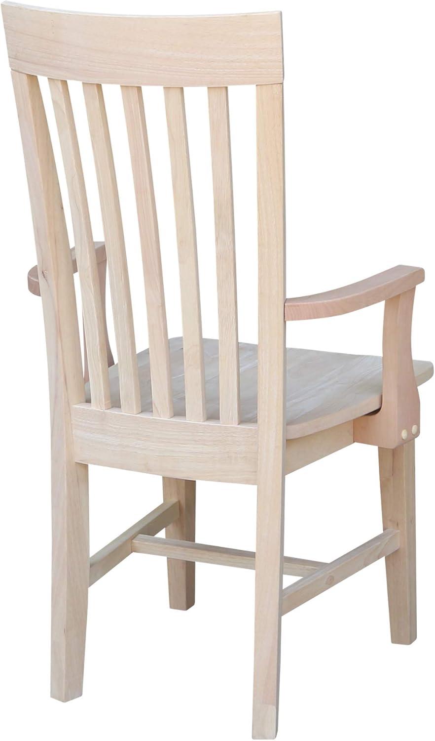 Tall Mission Chair with Arms Unfinished - International Concepts: Solid Wood, Parawood, Slat Back