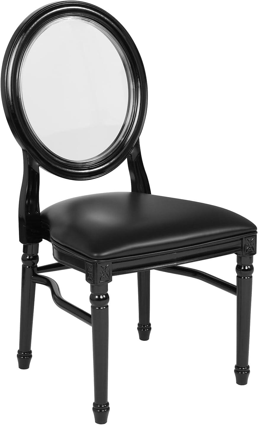 Flash Furniture 2 Pack HERCULES Series 900 lb. Capacity King Louis Chair with Tufted Back, Black Vinyl Seat and Black Frame