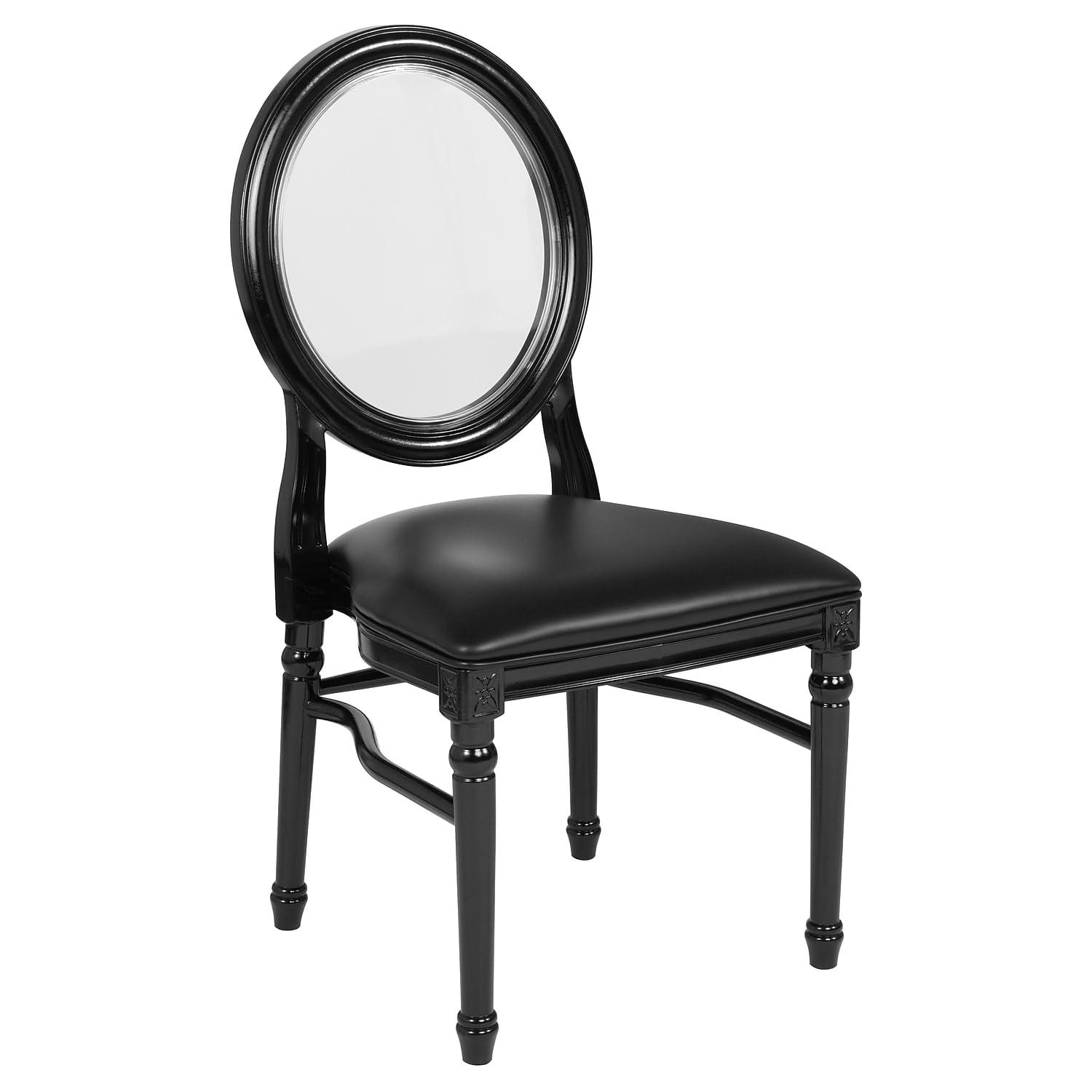 Flash Furniture 2 Pack HERCULES Series 900 lb. Capacity King Louis Chair with Tufted Back, Black Vinyl Seat and Black Frame