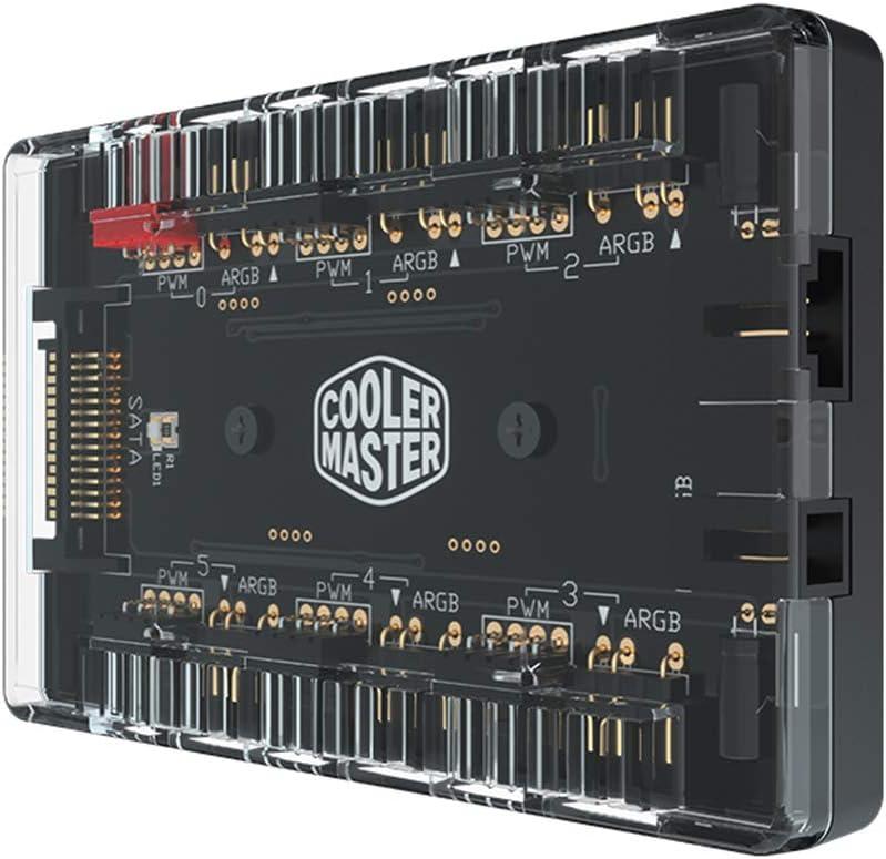 ARGB and PWM Fan HUB,6 Ports for Addressable RGB Lighting,1 to 6 Multi Way Magnetic backplane Splitter 5V/3PIN Case Fan Hub Adapter